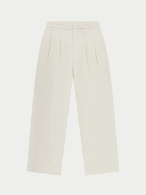 MID RISE PLEATED TROUSERS - OFF WHITE