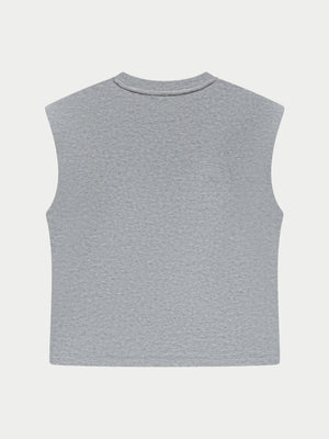 SLEEVELESS SHOULDER PAD T-SHIRT - GREY MARL