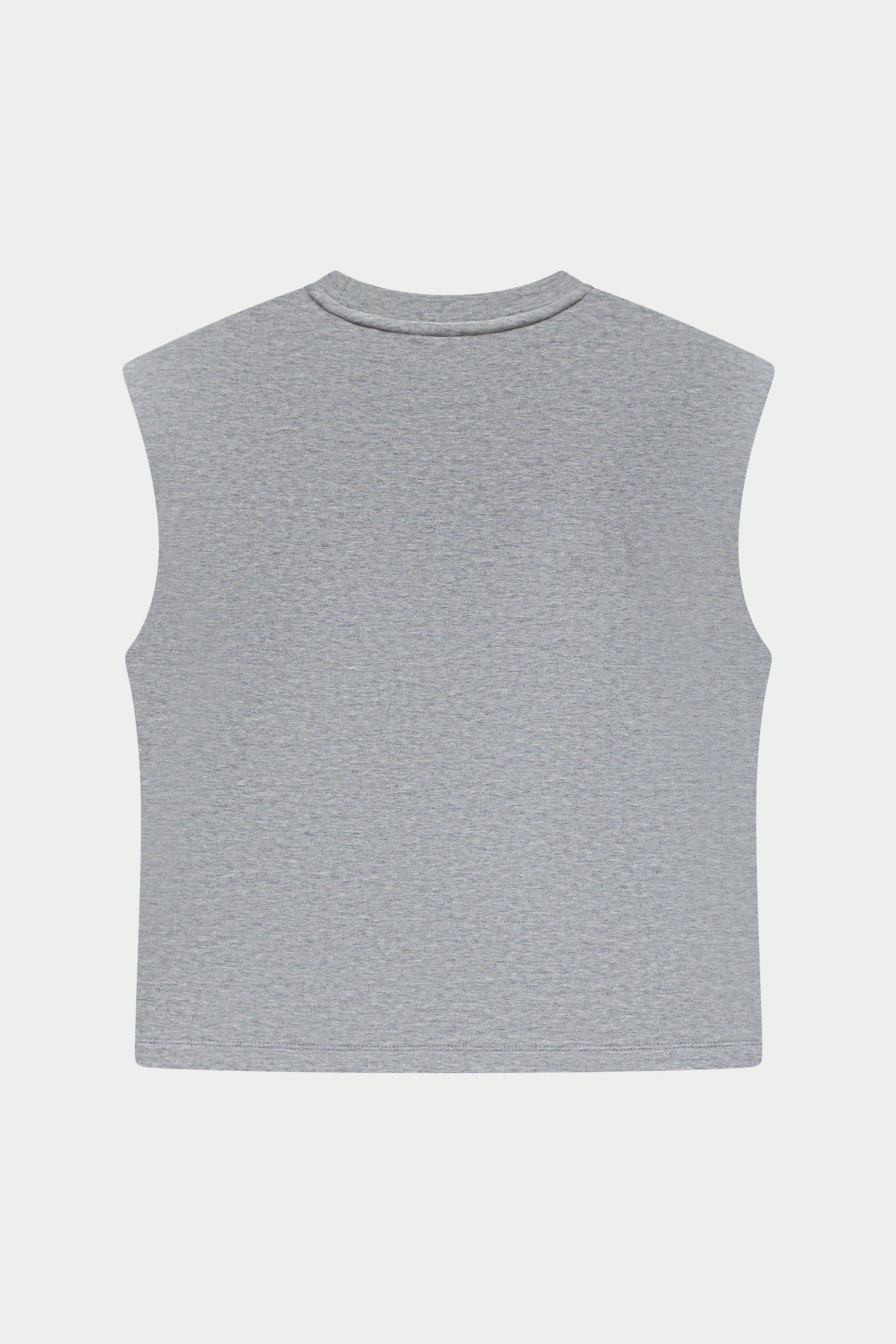 SLEEVELESS SHOULDER PAD T-SHIRT - GREY MARL