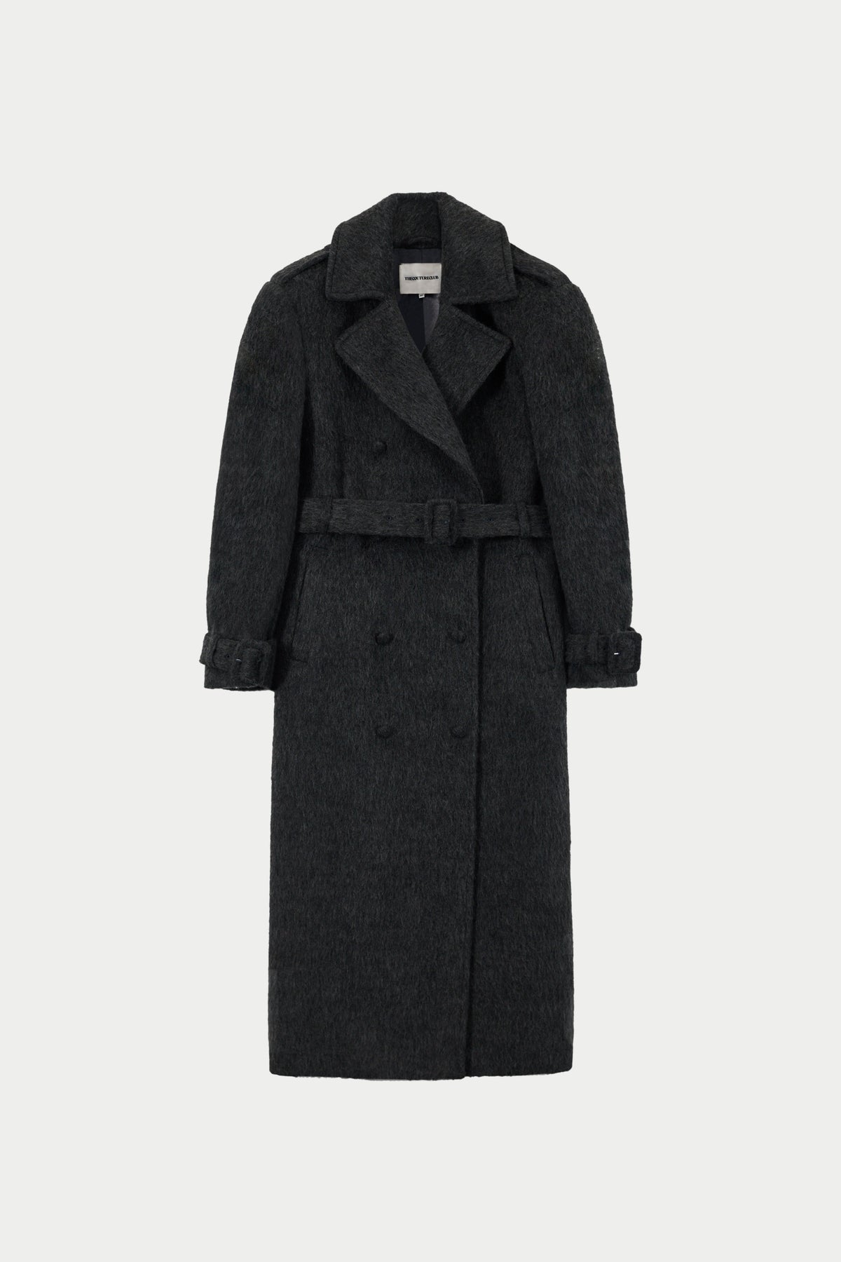 BRUSHED WOOL OVERSIZED MAXI COAT - CHARCOAL