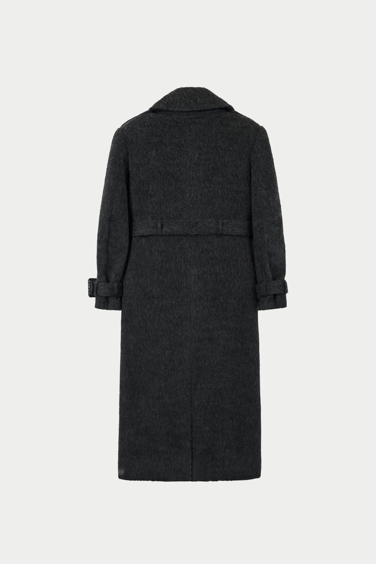 BRUSHED WOOL OVERSIZED MAXI COAT - CHARCOAL