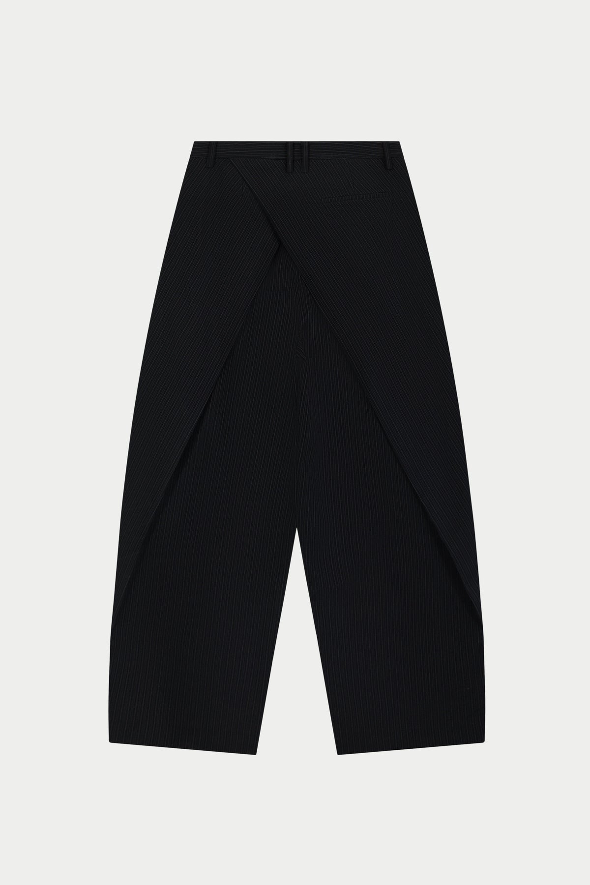 PINSTRIPE BACK PLEAT TROUSERS - BLACK