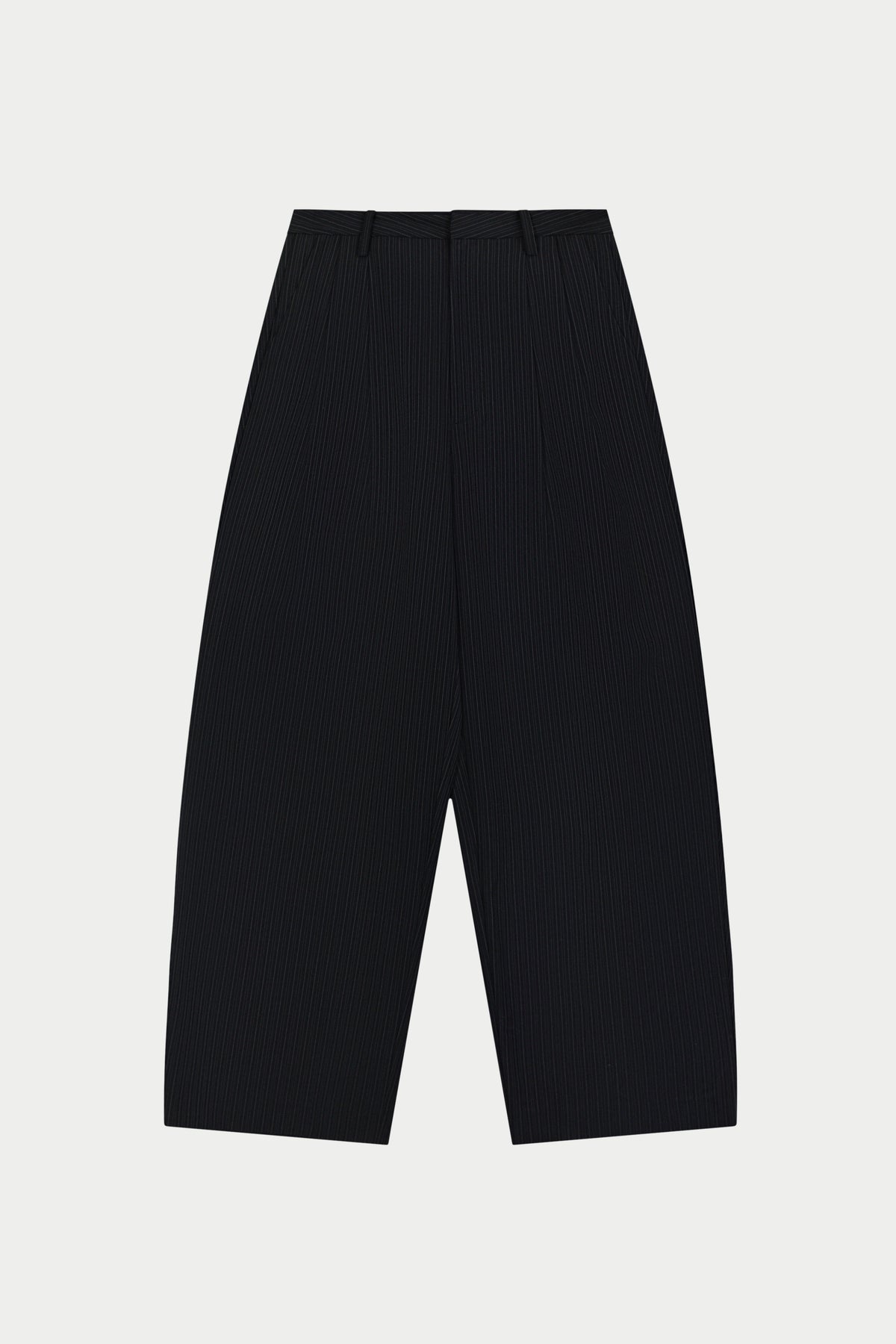 PINSTRIPE BACK PLEAT TROUSERS - BLACK