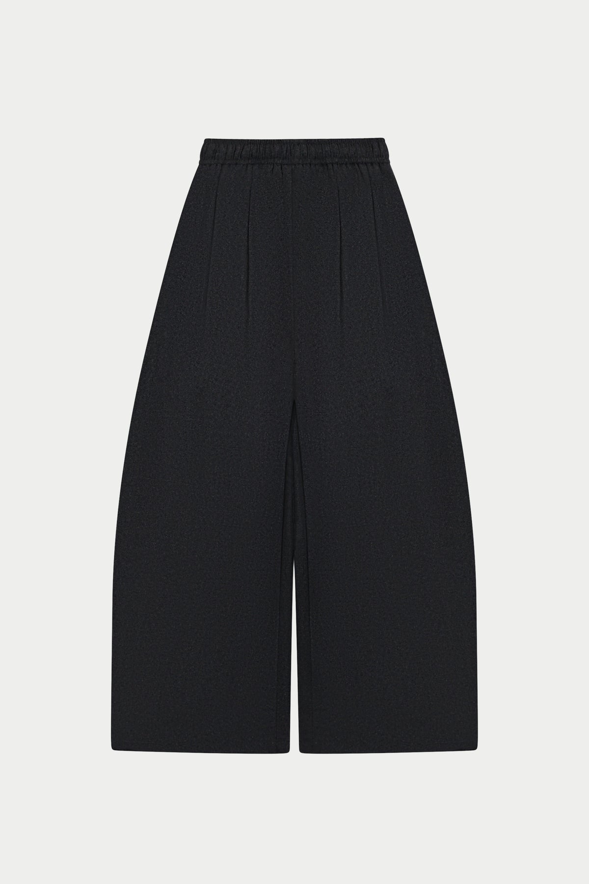 WOOL DRAWSTRING BARREL TROUSERS - CHARCOAL