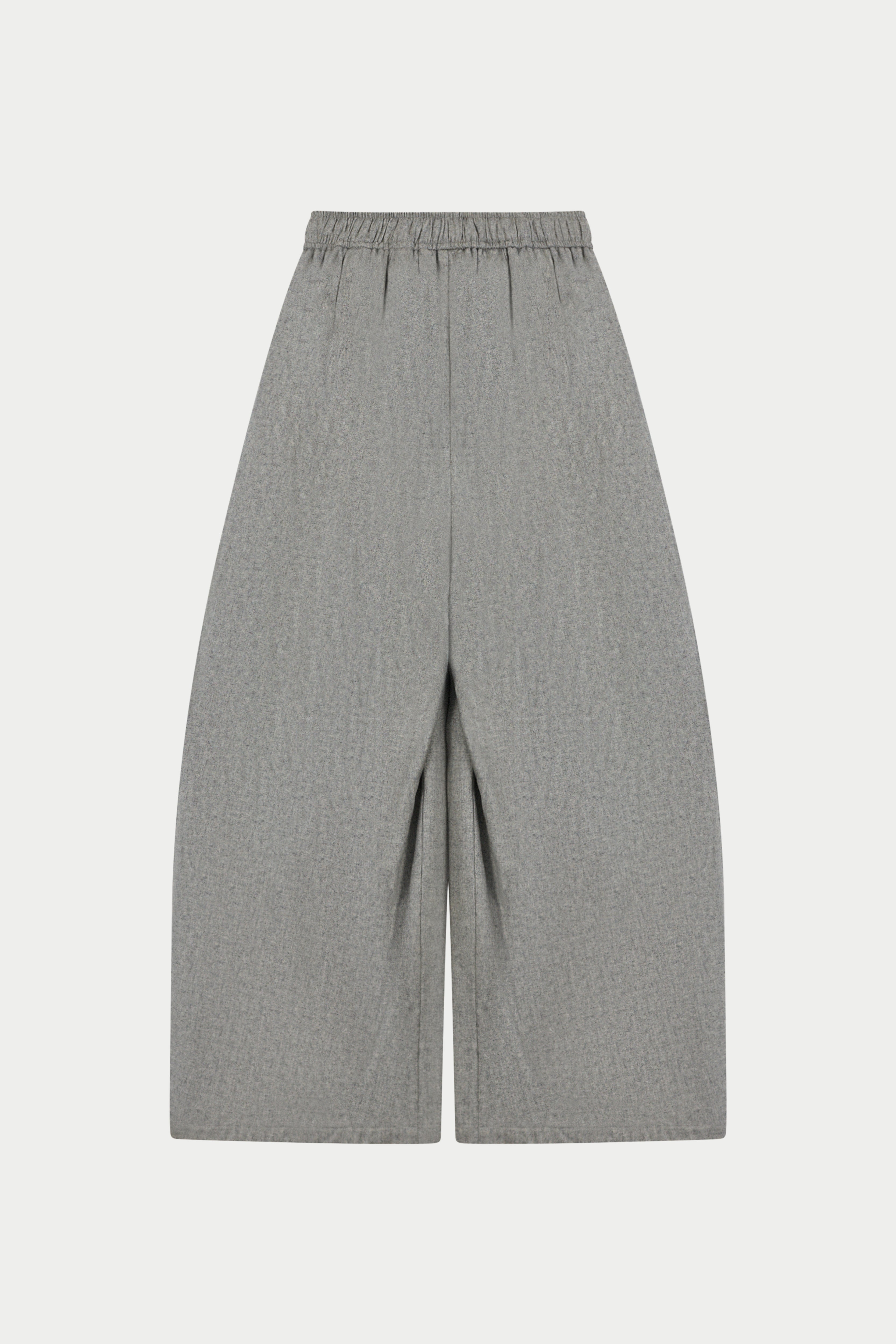 WOOL DRAWSTRING BARREL TROUSERS - GREY