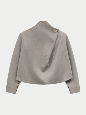 WRAP FUNNEL NECK TOP - GREY