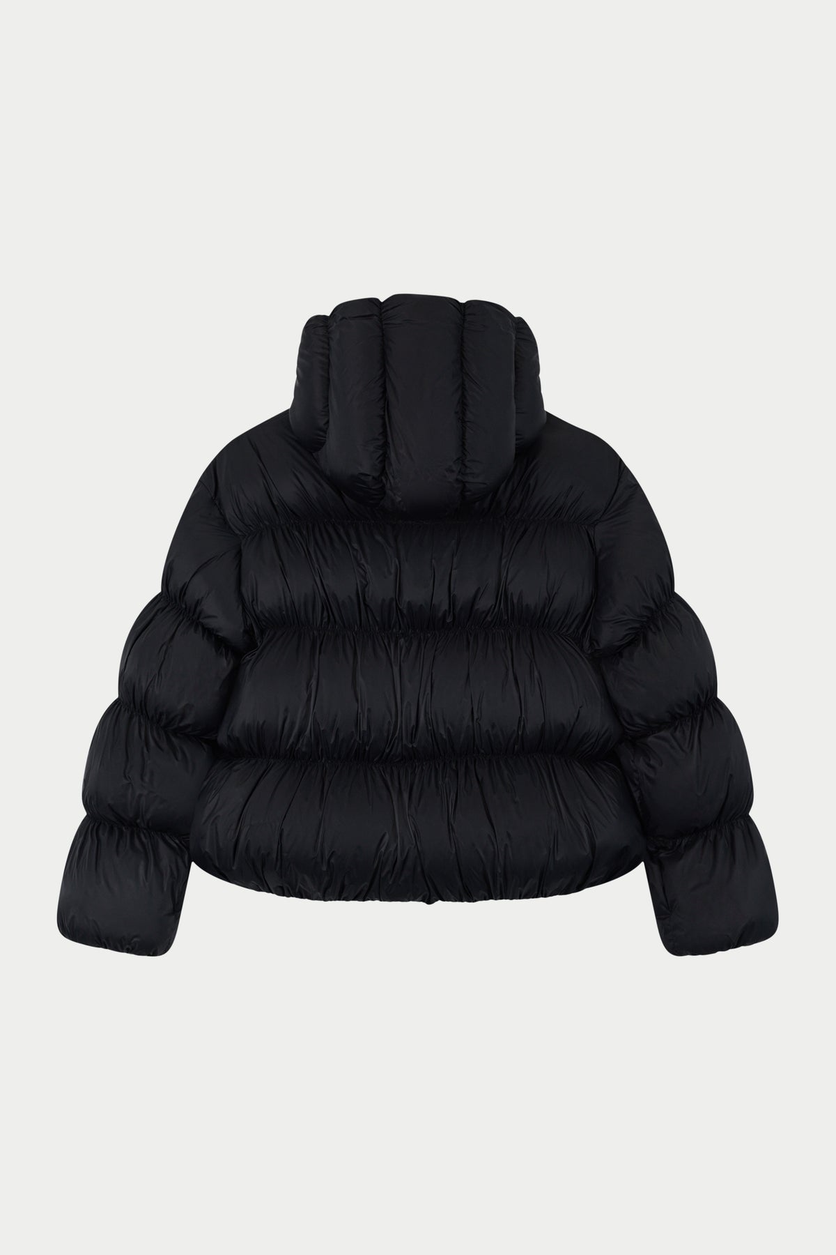 BUBBLE HOODED PUFFER COAT - BLACK