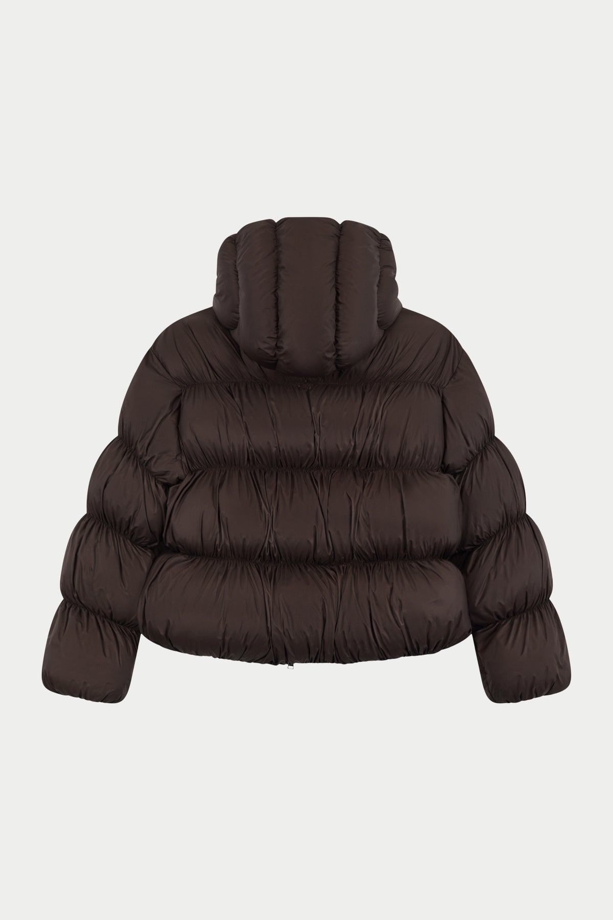 BUBBLE HOODED PUFFER COAT - CHOCOLATE