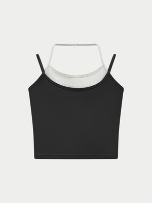 SCULPTING STRETCH DOUBLE LAYER SPORTS BRA - BLACK