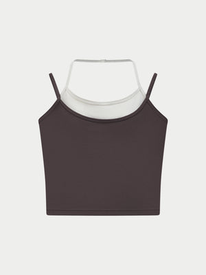 SCULPTING STRETCH DOUBLE LAYER SPORTS BRA - CHOCOLATE