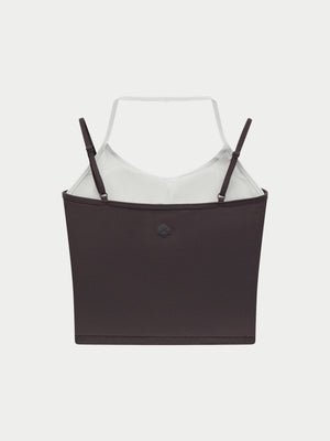SCULPTING STRETCH DOUBLE LAYER SPORTS BRA - CHOCOLATE