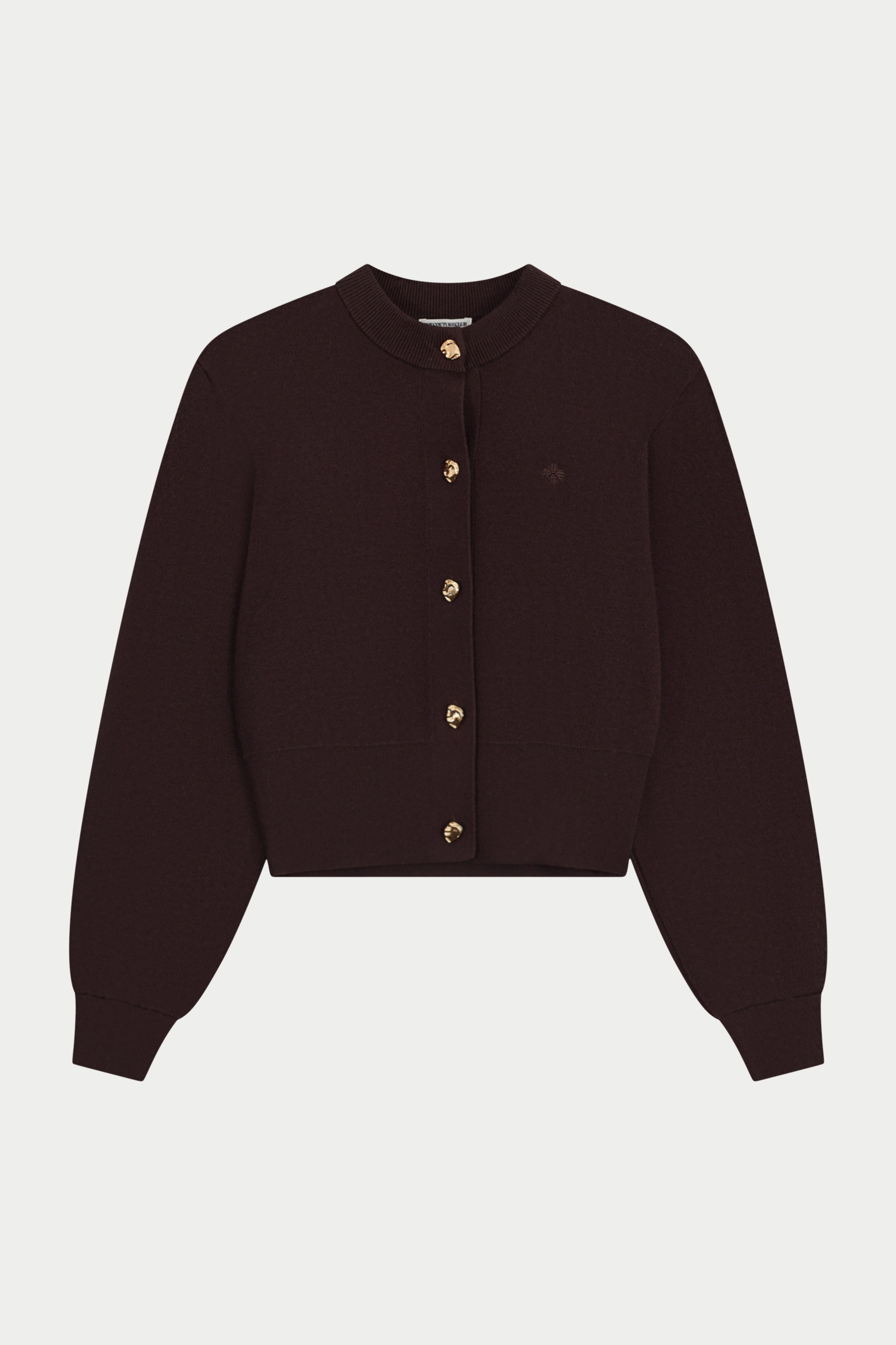 COMPACT KNIT CARDIGAN - BROWN