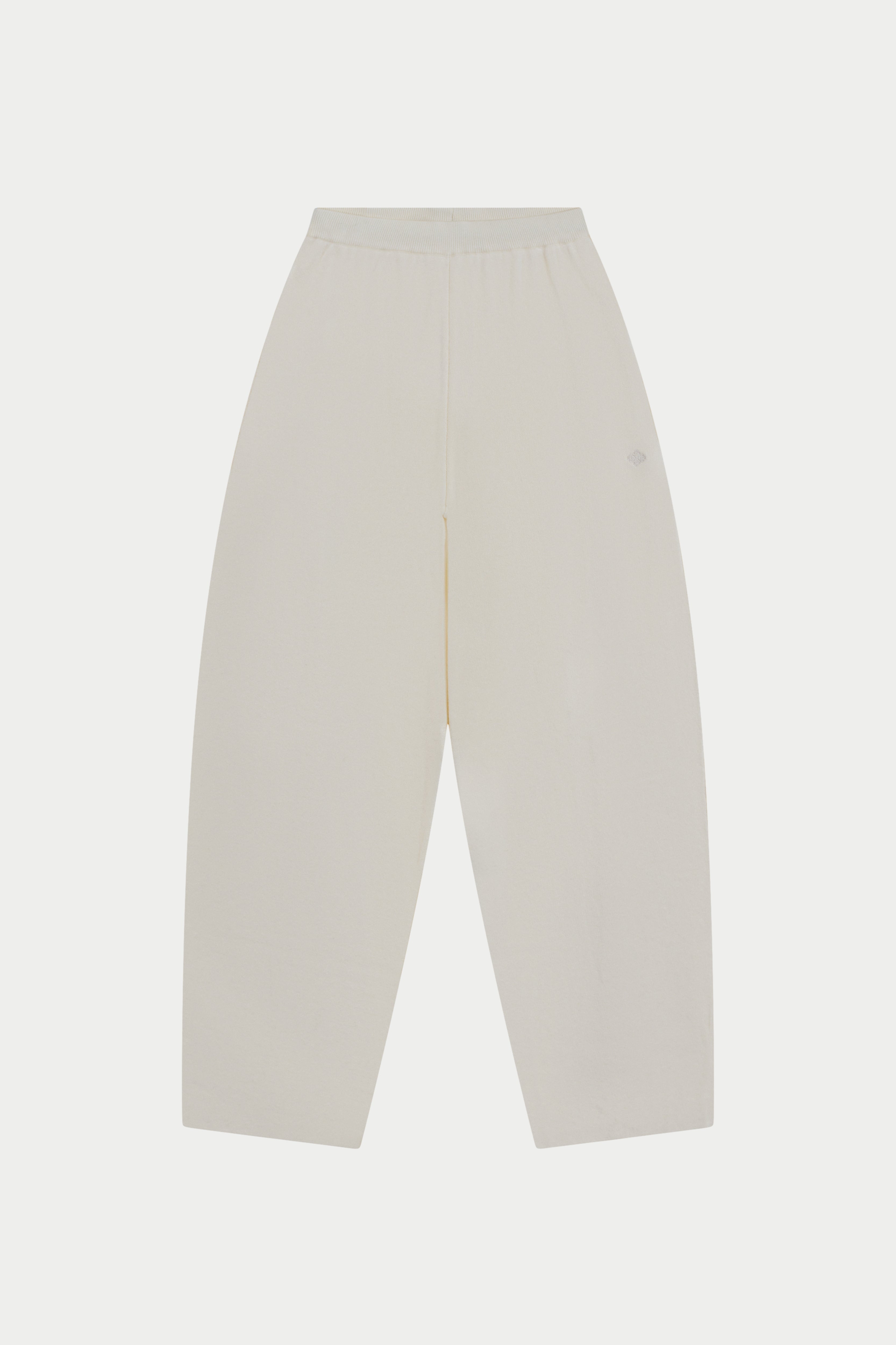 COMPACT KNIT BARREL LEG JOGGER - CREAM