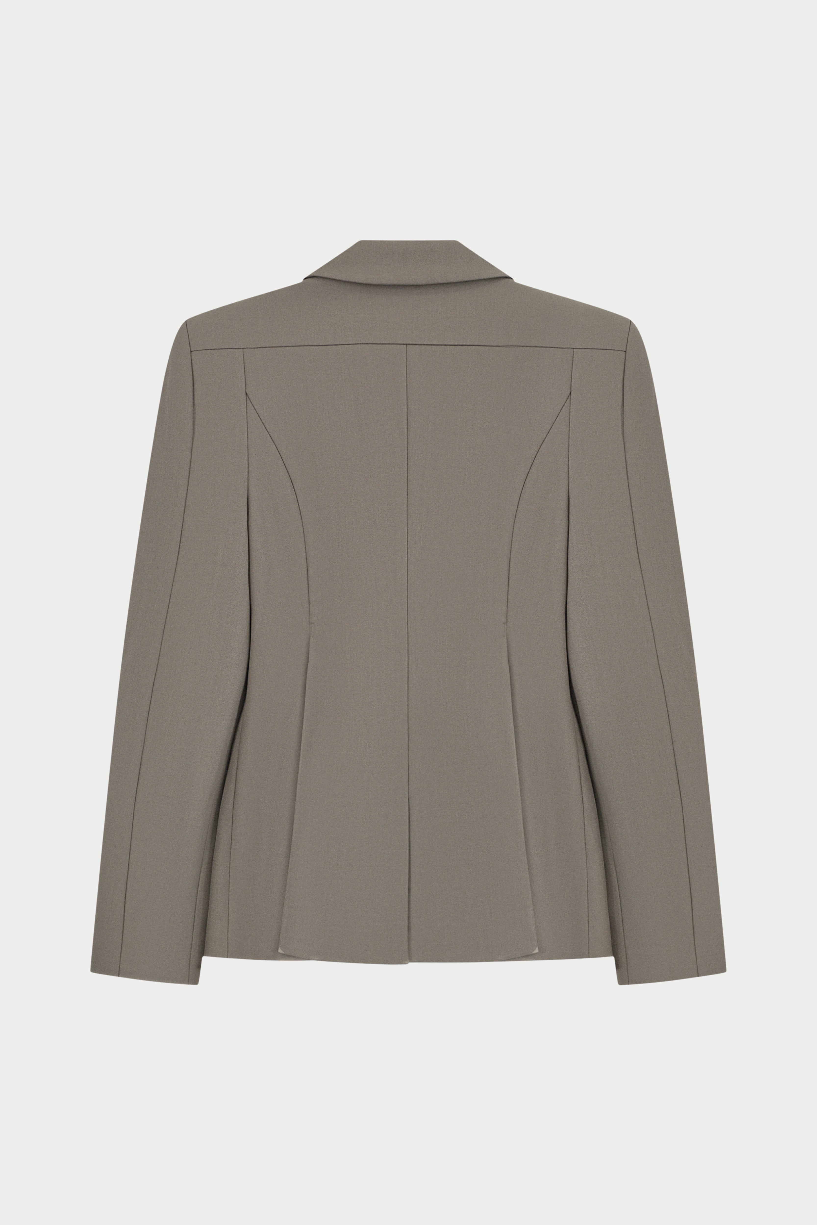 CURVED SLEEVE CINCHED WAIST BLAZER - GREY