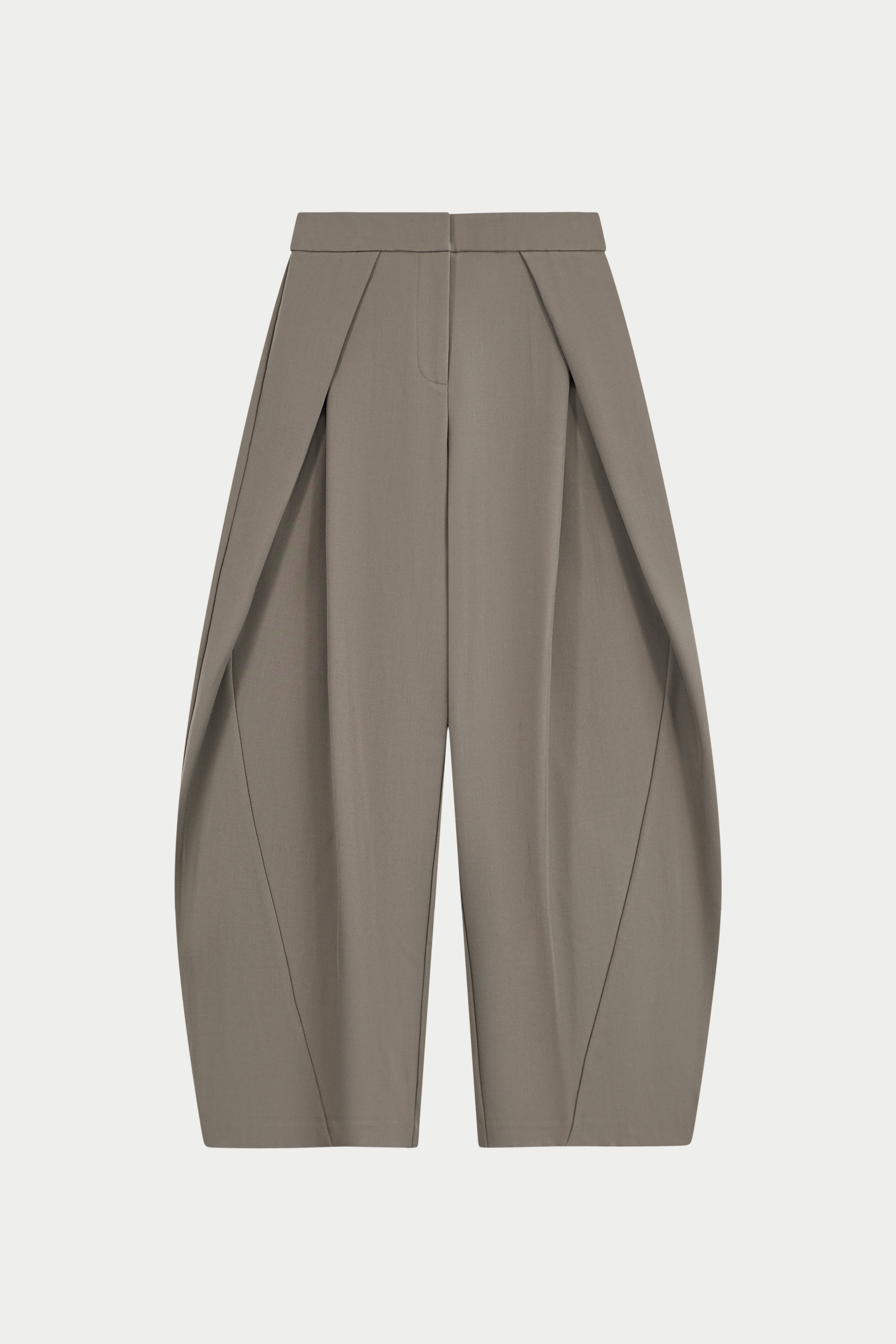 PLEAT DETAIL BARREL LEG TROUSERS - GREY