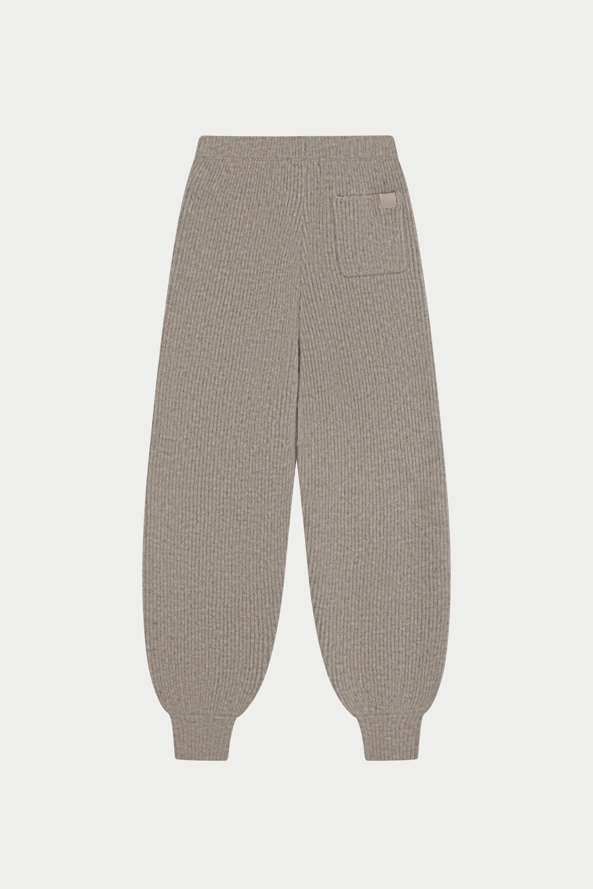 BRUSHED RIB KNITTED CUFFED JOGGERS - BEIGE
