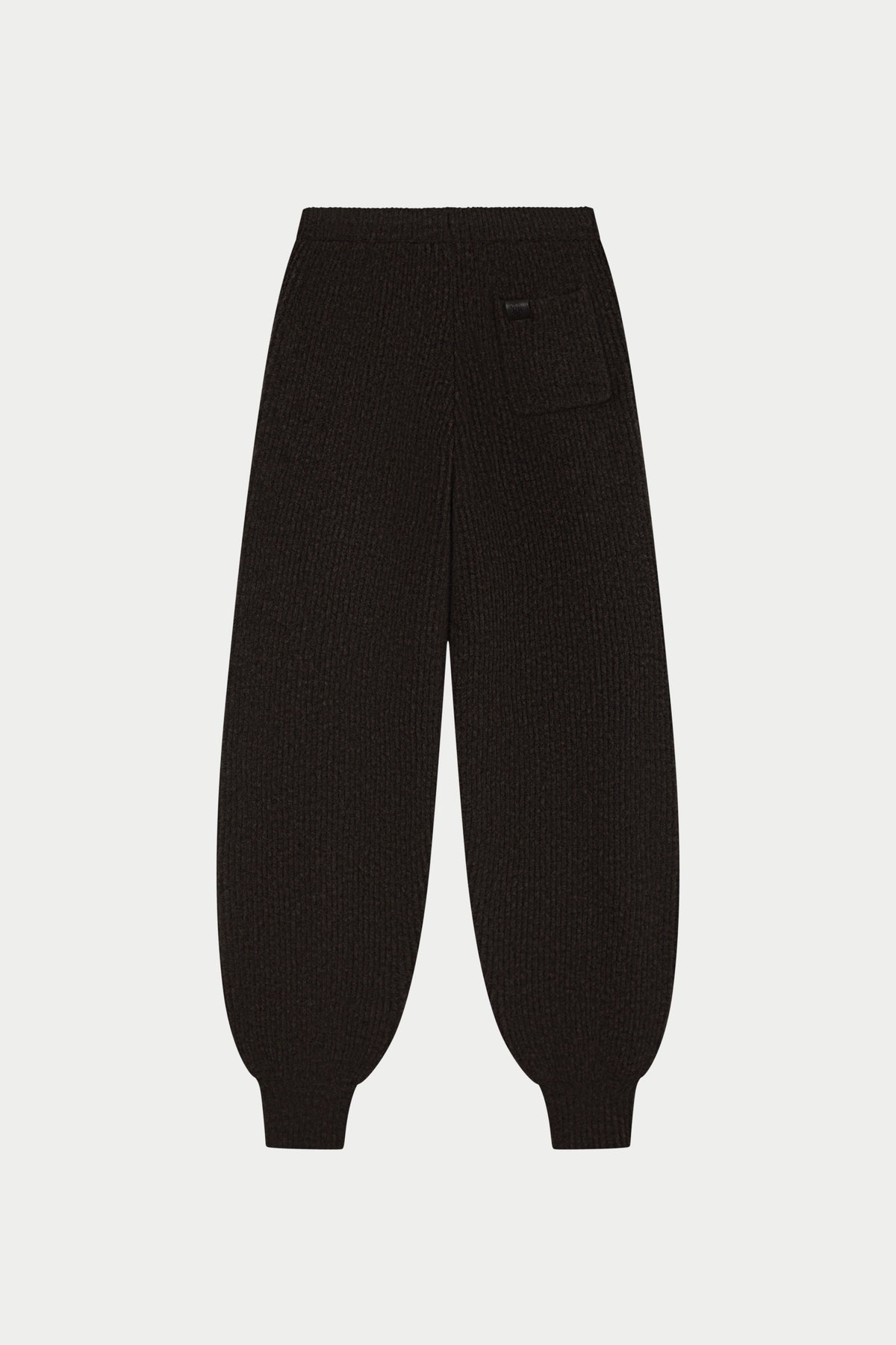 BRUSHED RIB KNITTED CUFFED JOGGERS - BROWN