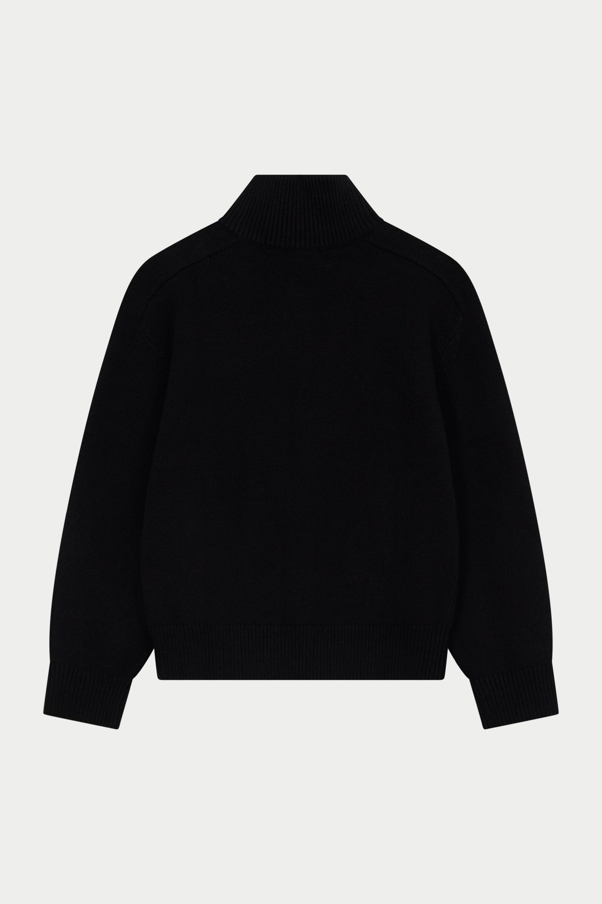 EMBLEM EMBROIDERED FUNNEL NECK - BLACK