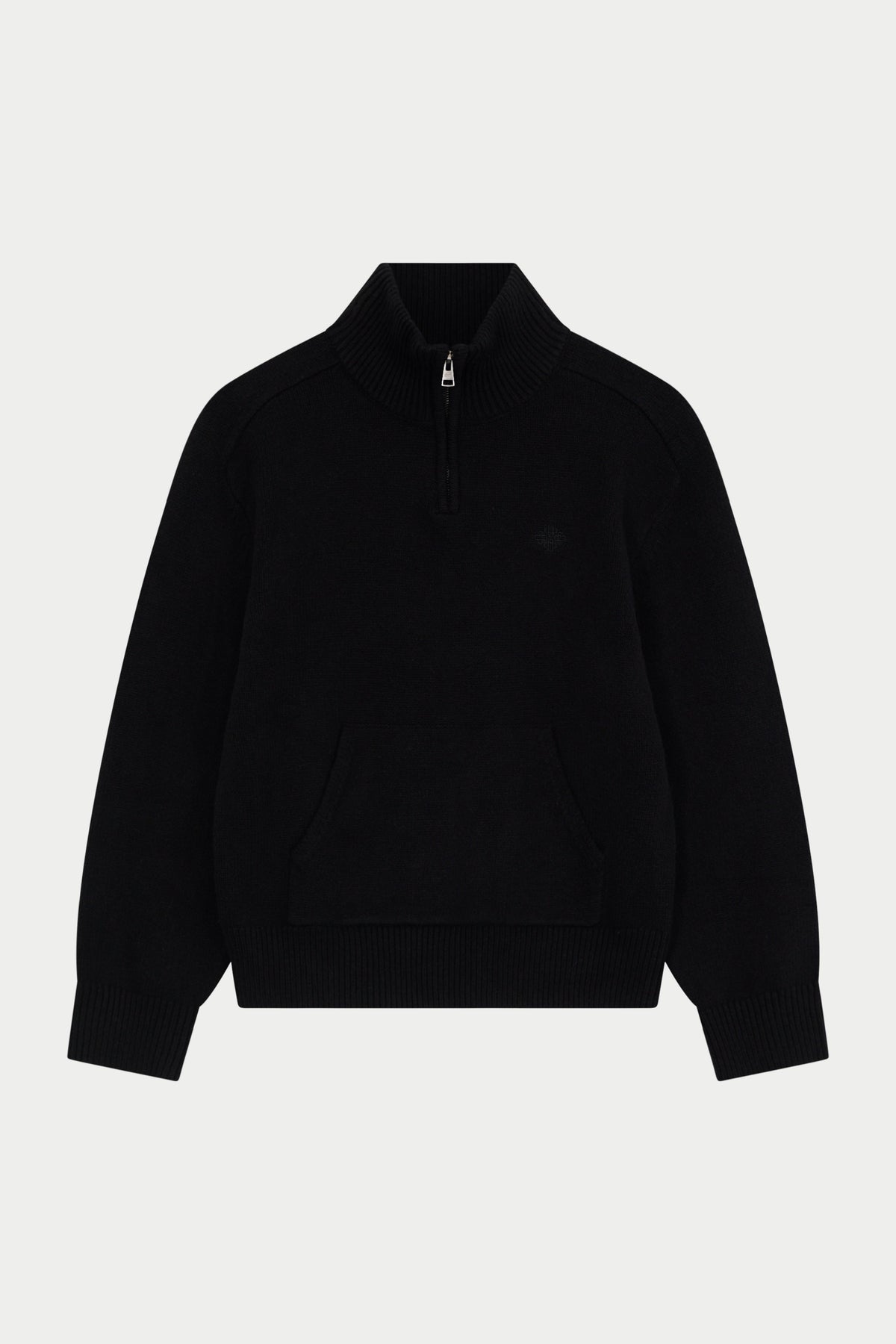 EMBLEM EMBROIDERED FUNNEL NECK - BLACK