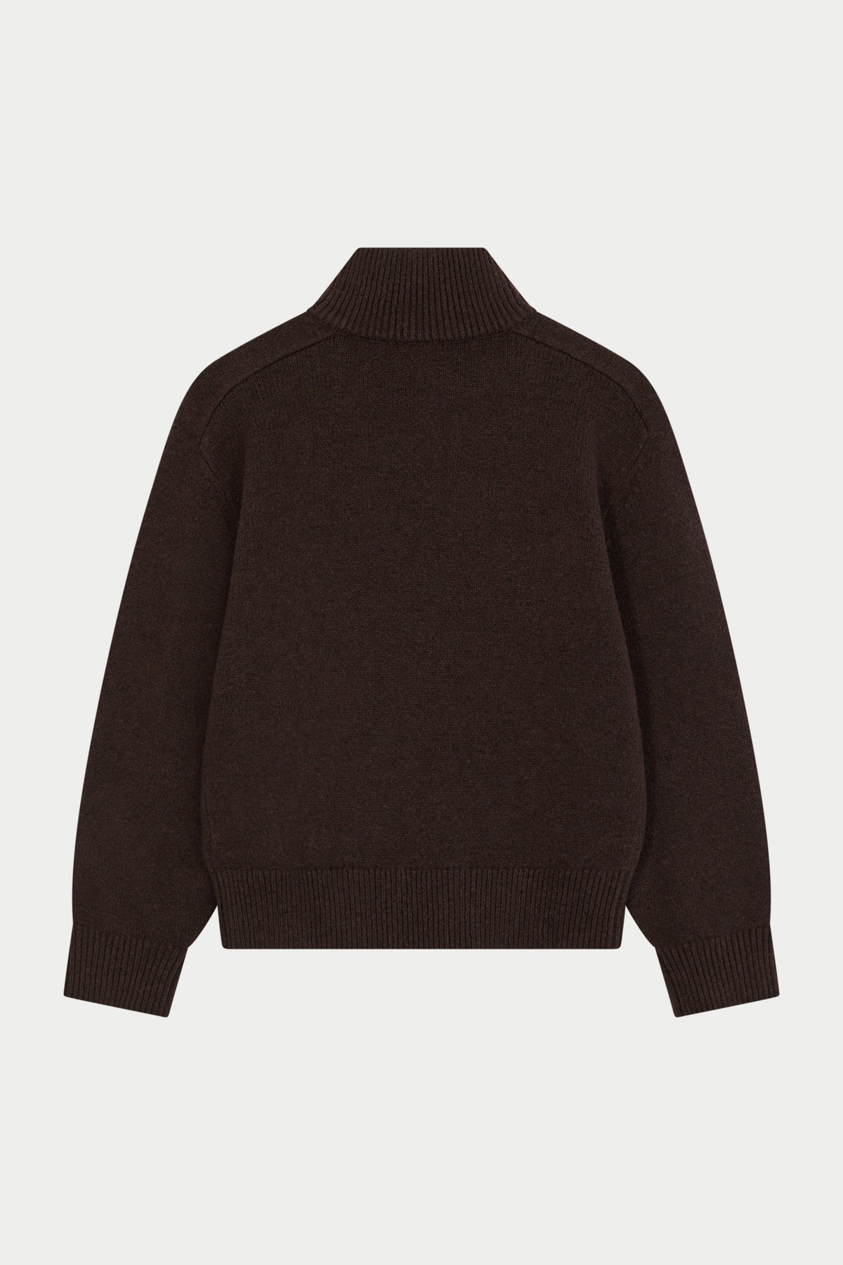 EMBLEM EMBROIDERED FUNNEL NECK - BROWN