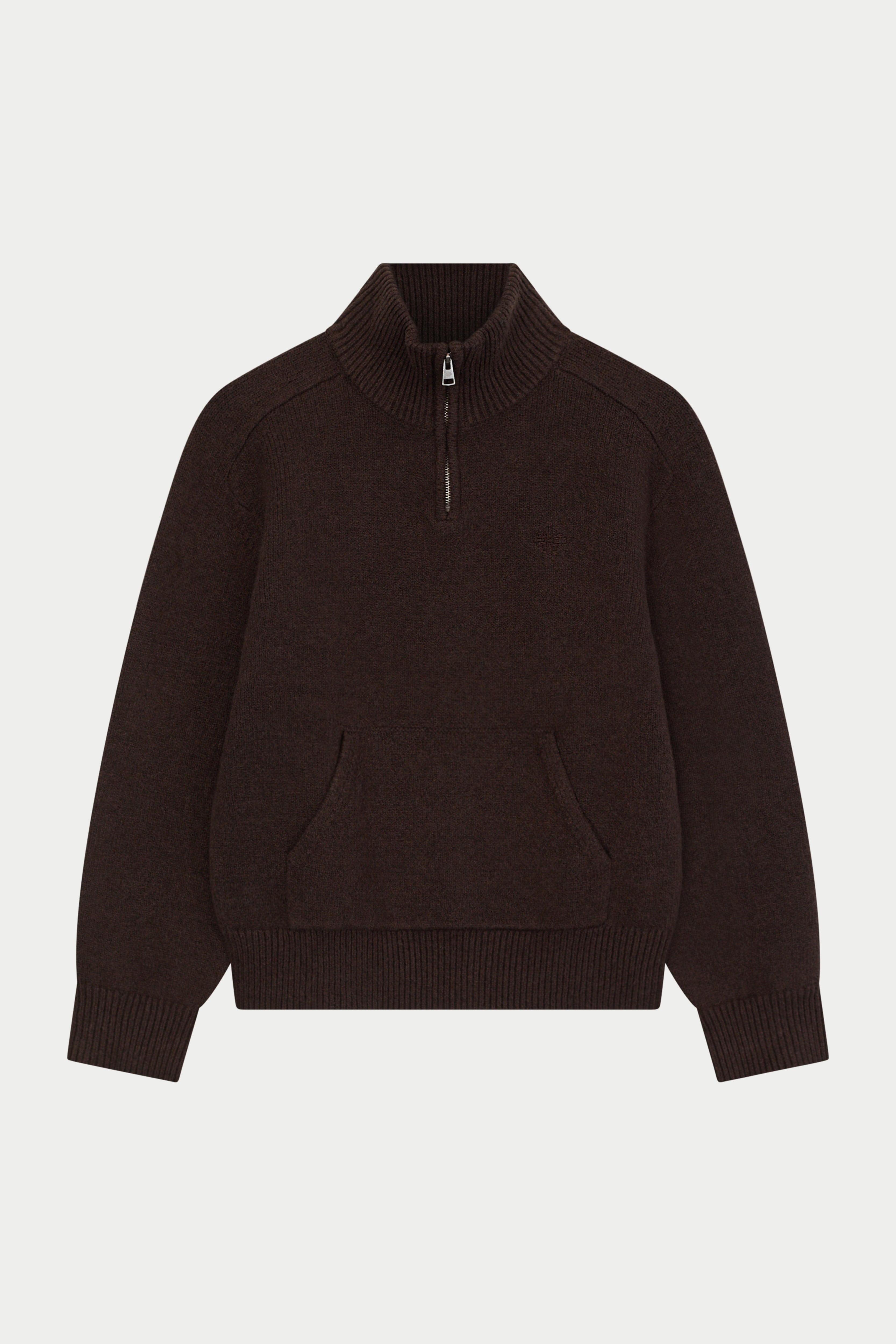 EMBLEM EMBROIDERED FUNNEL NECK - BROWN