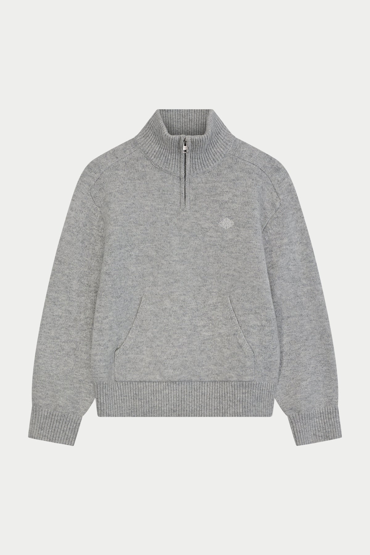 EMBLEM EMBROIDERED FUNNEL NECK - GREY