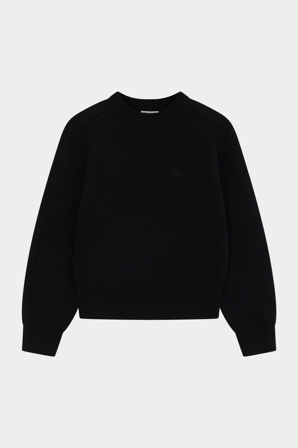 EMBLEM EMBROIDERED CREW - BLACK