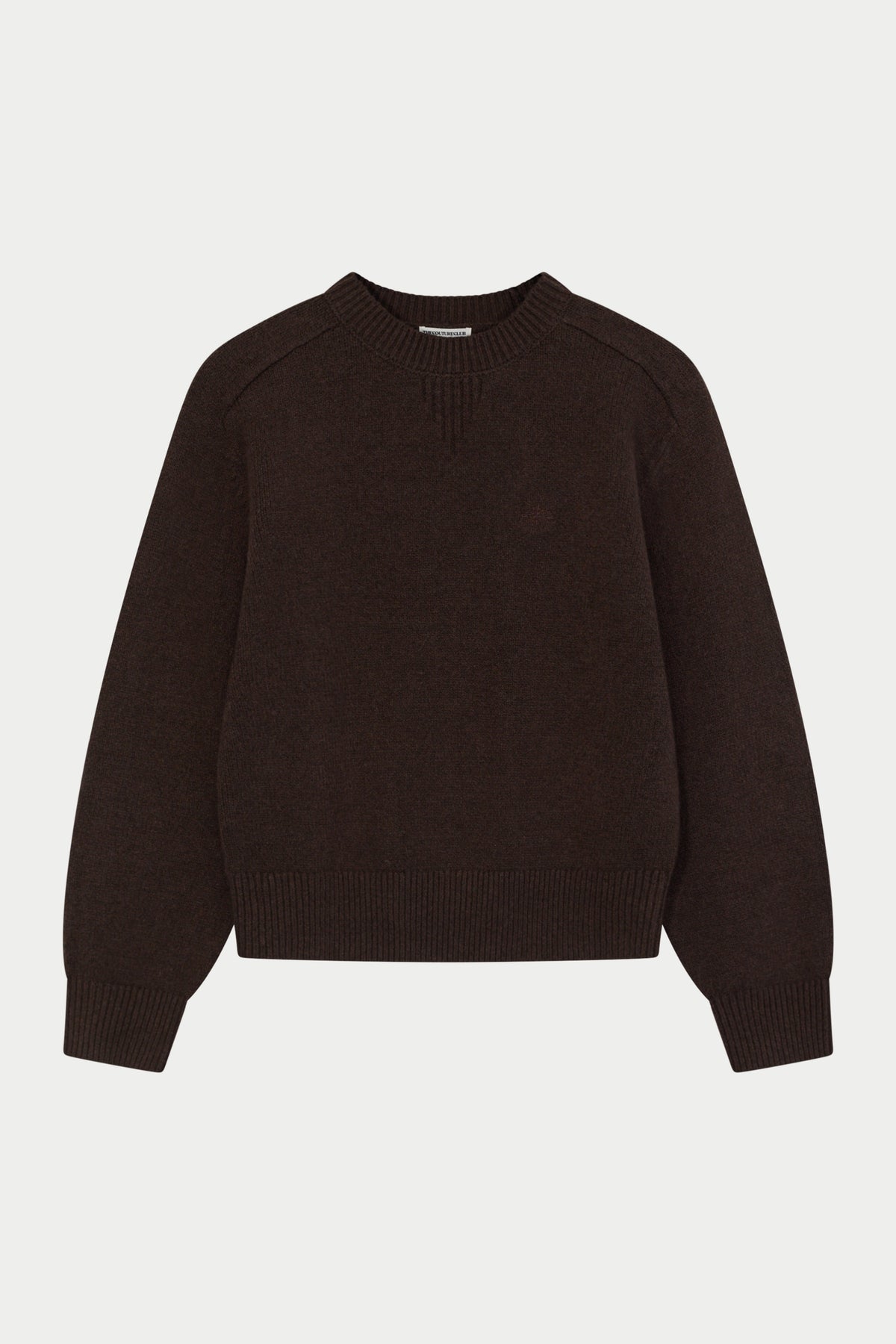 EMBLEM EMBROIDERED CREW - BROWN