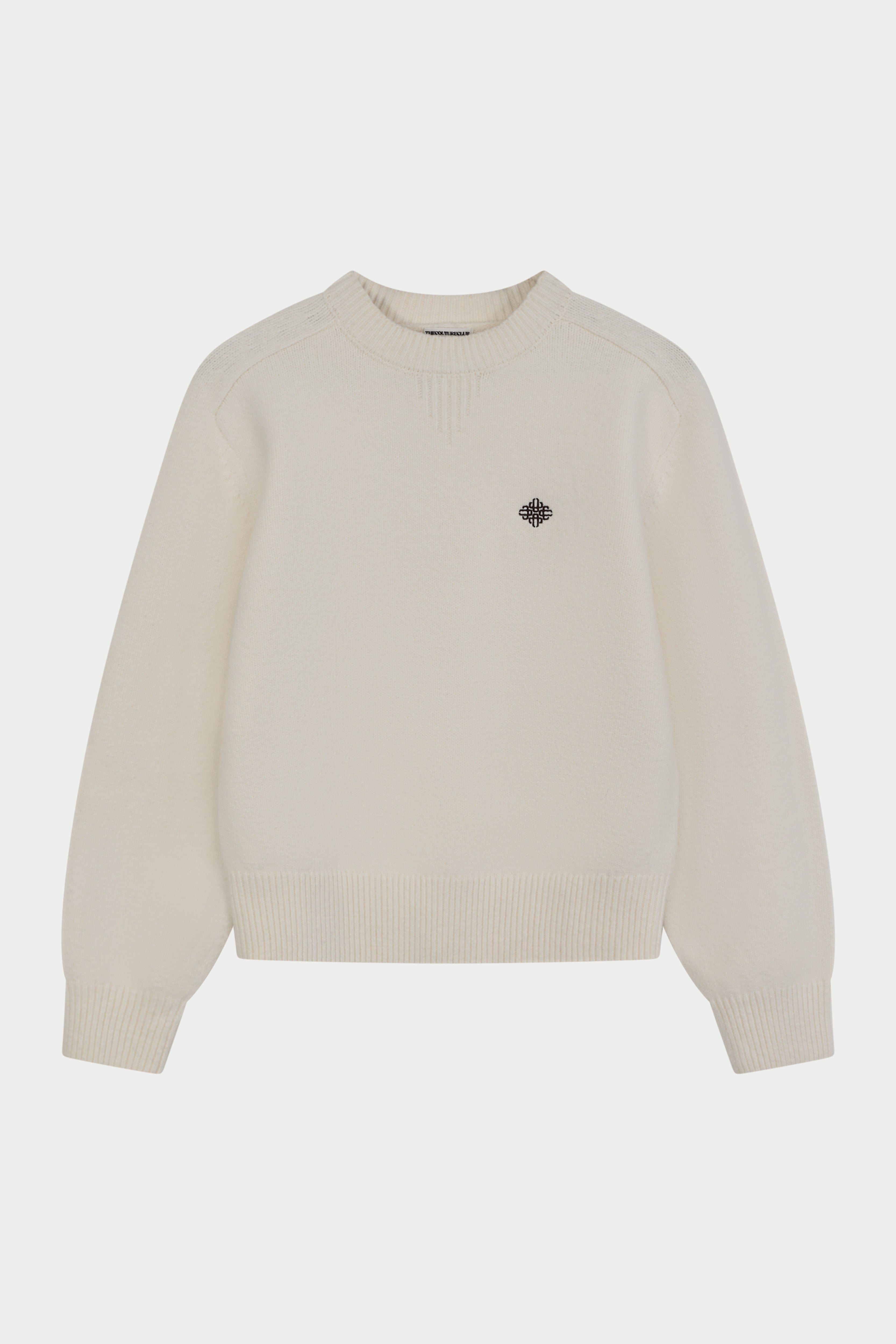 EMBLEM EMBROIDERED CREW - OFF WHITE