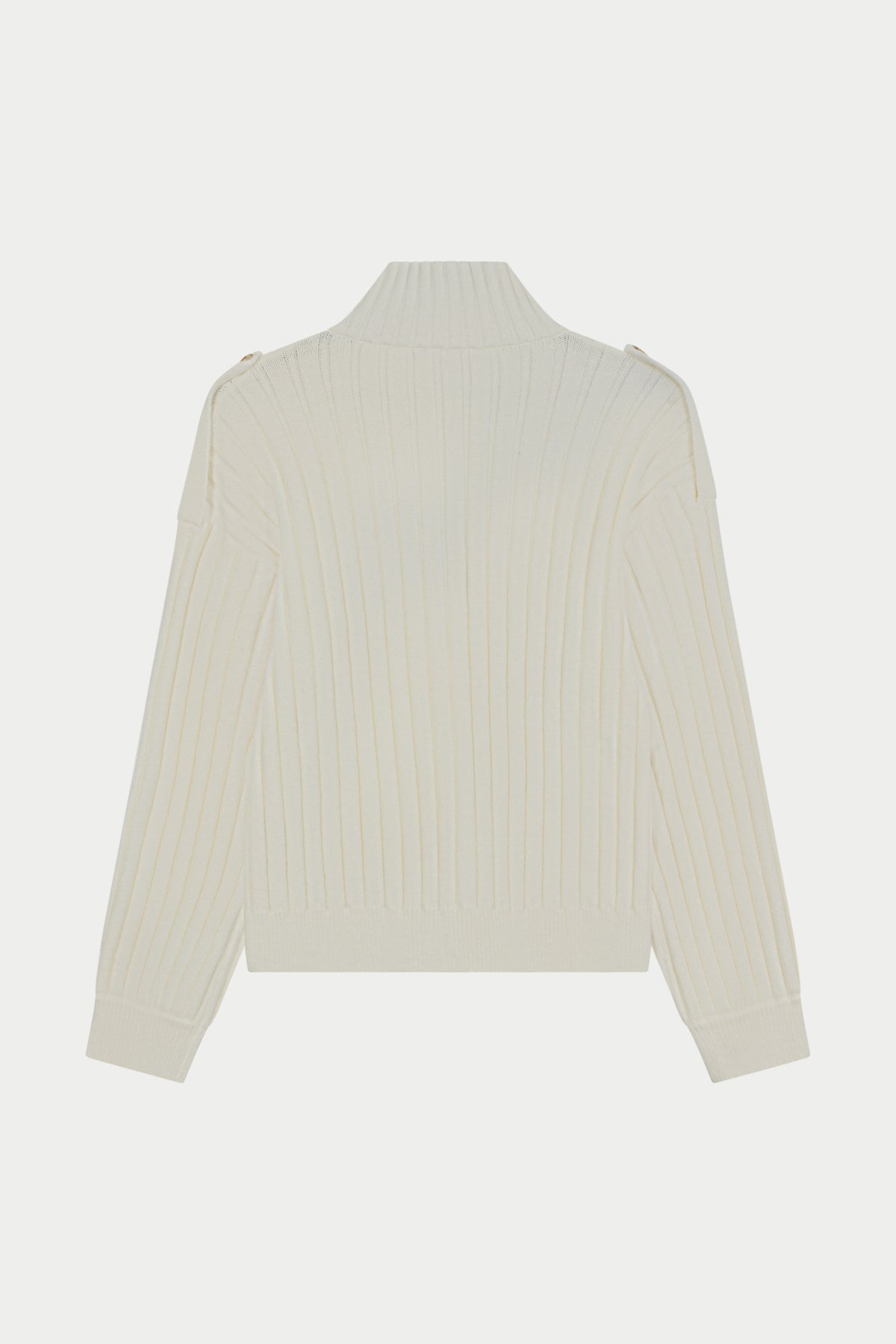 RIB KNIT FUNNEL NECK - OFF WHITE