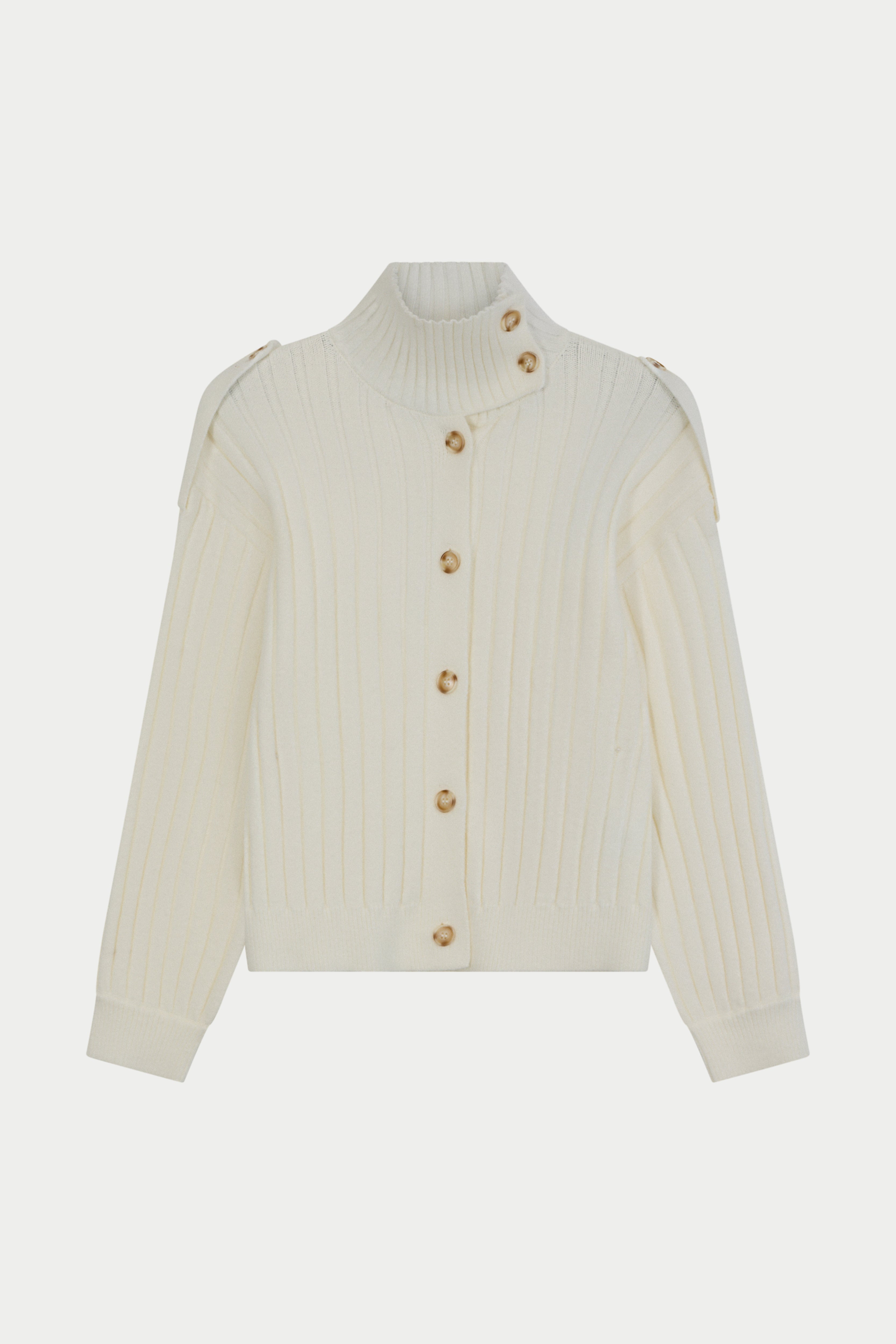 RIB KNIT FUNNEL NECK - OFF WHITE