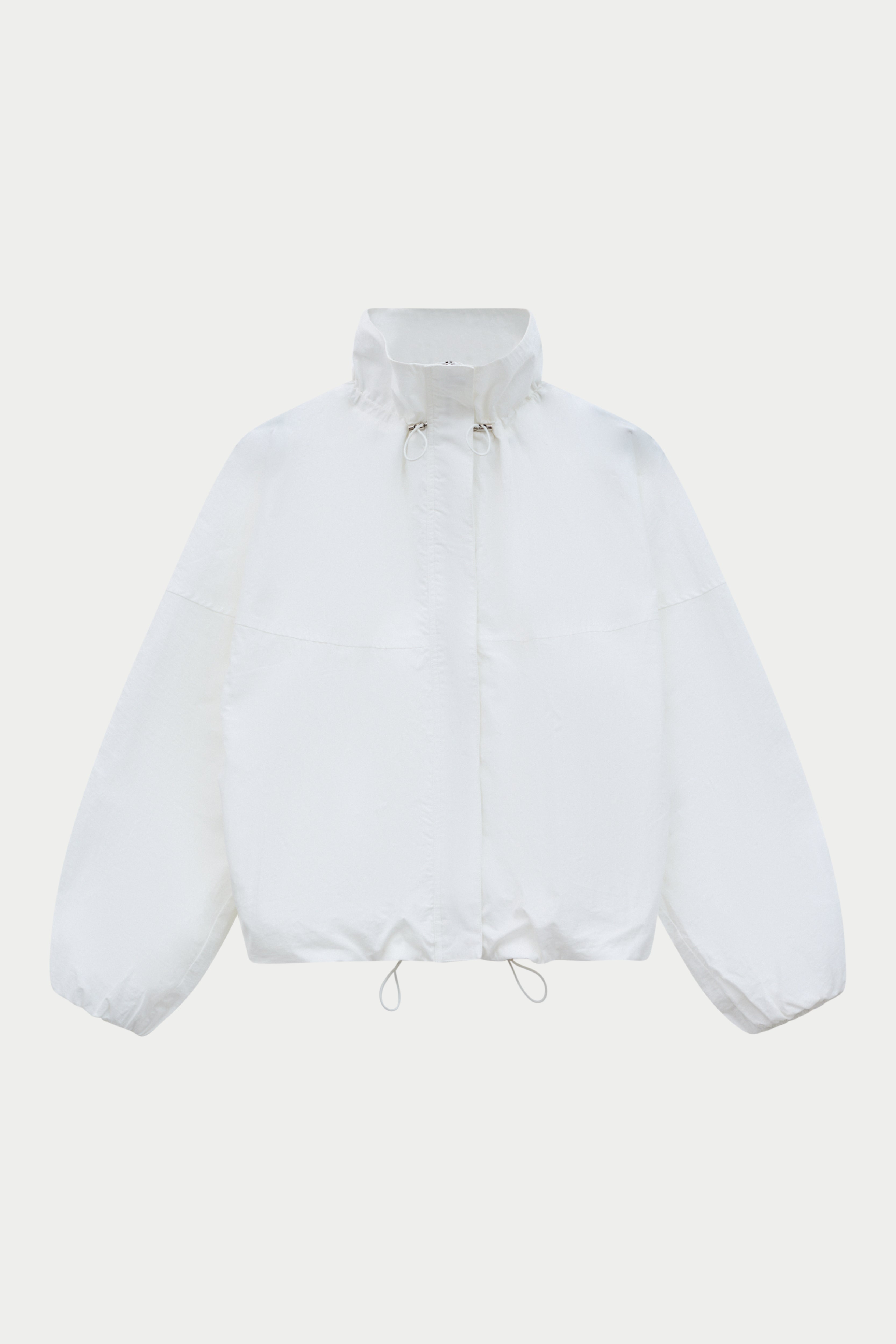 FUNNEL NECK TRACK JACKET - WHITE