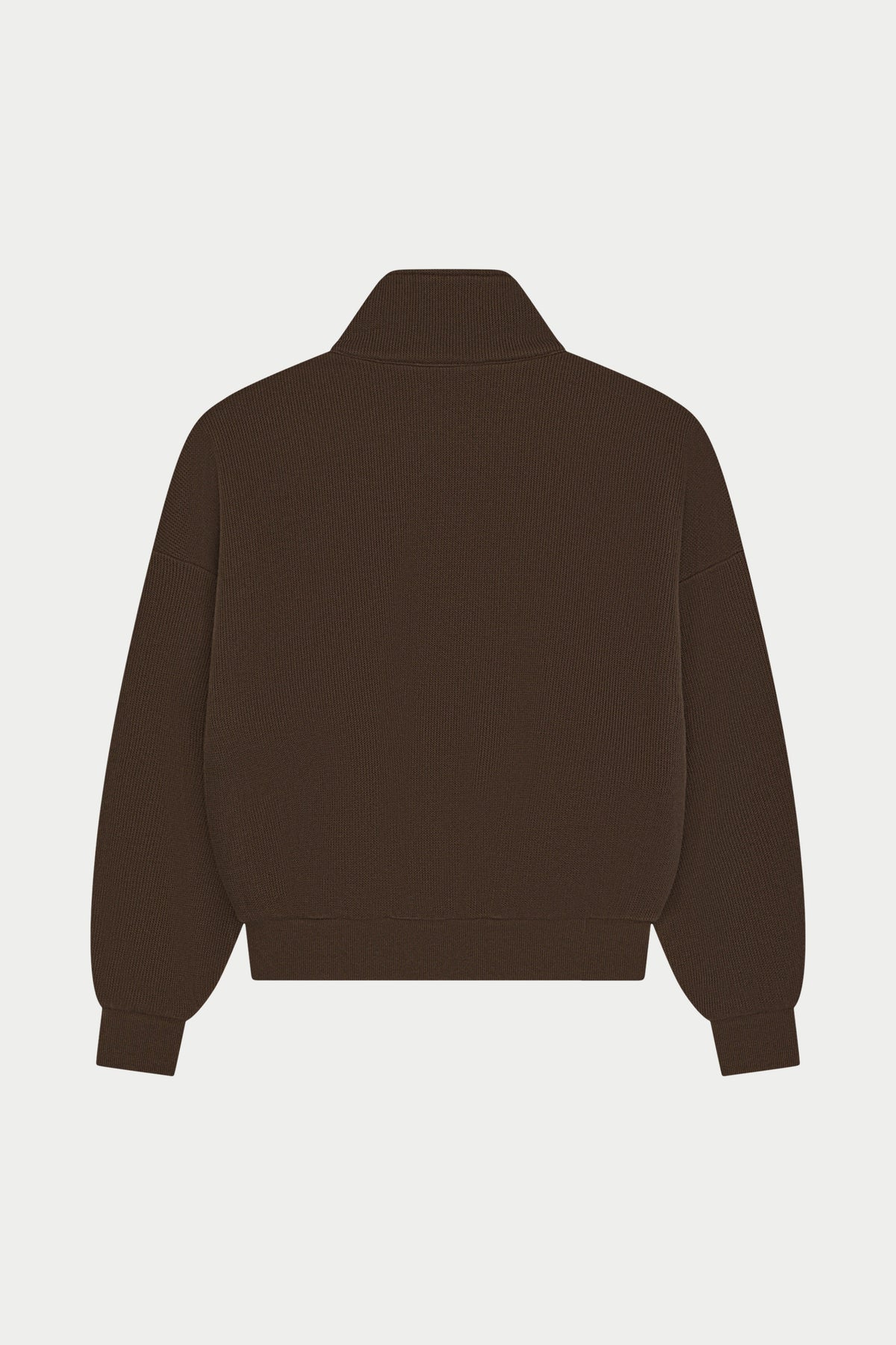 TEXTURED FUNNEL NECK ZIP THROUGH - BROWN