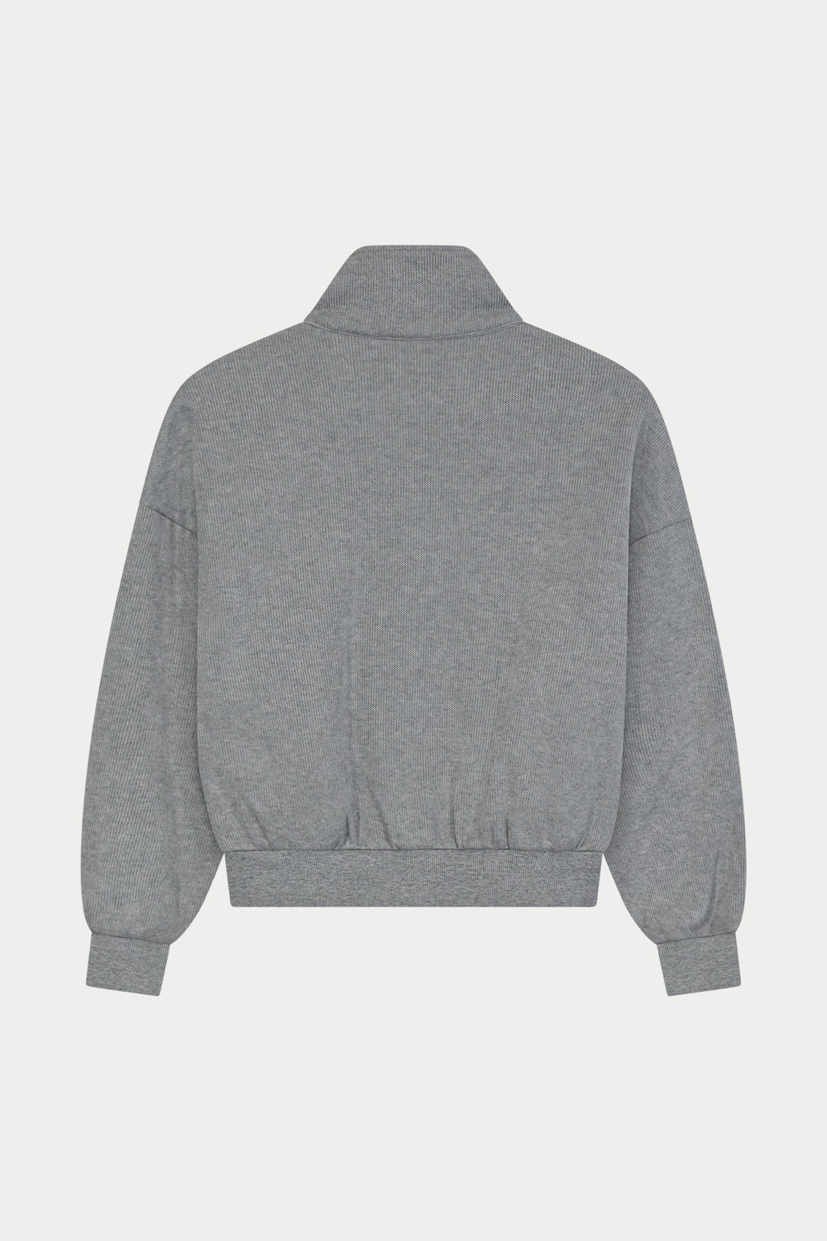 TEXTURED FUNNEL NECK ZIP THROUGH - GREY