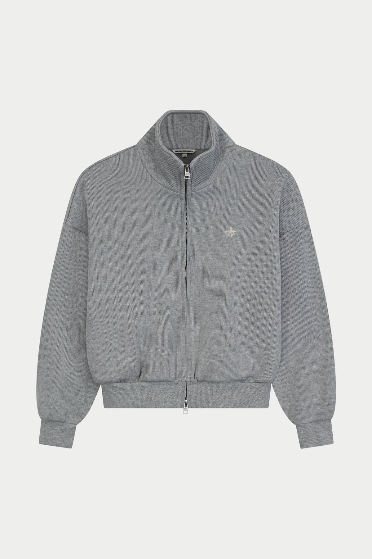 TEXTURED FUNNEL NECK ZIP THROUGH - GREY