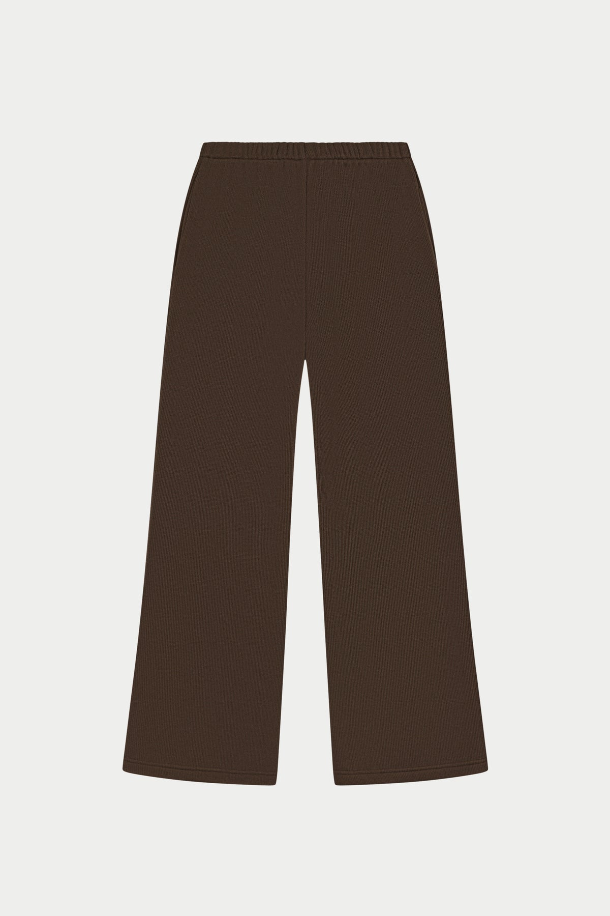 TEXTURED WIDE LEG JOGGERS - BROWN