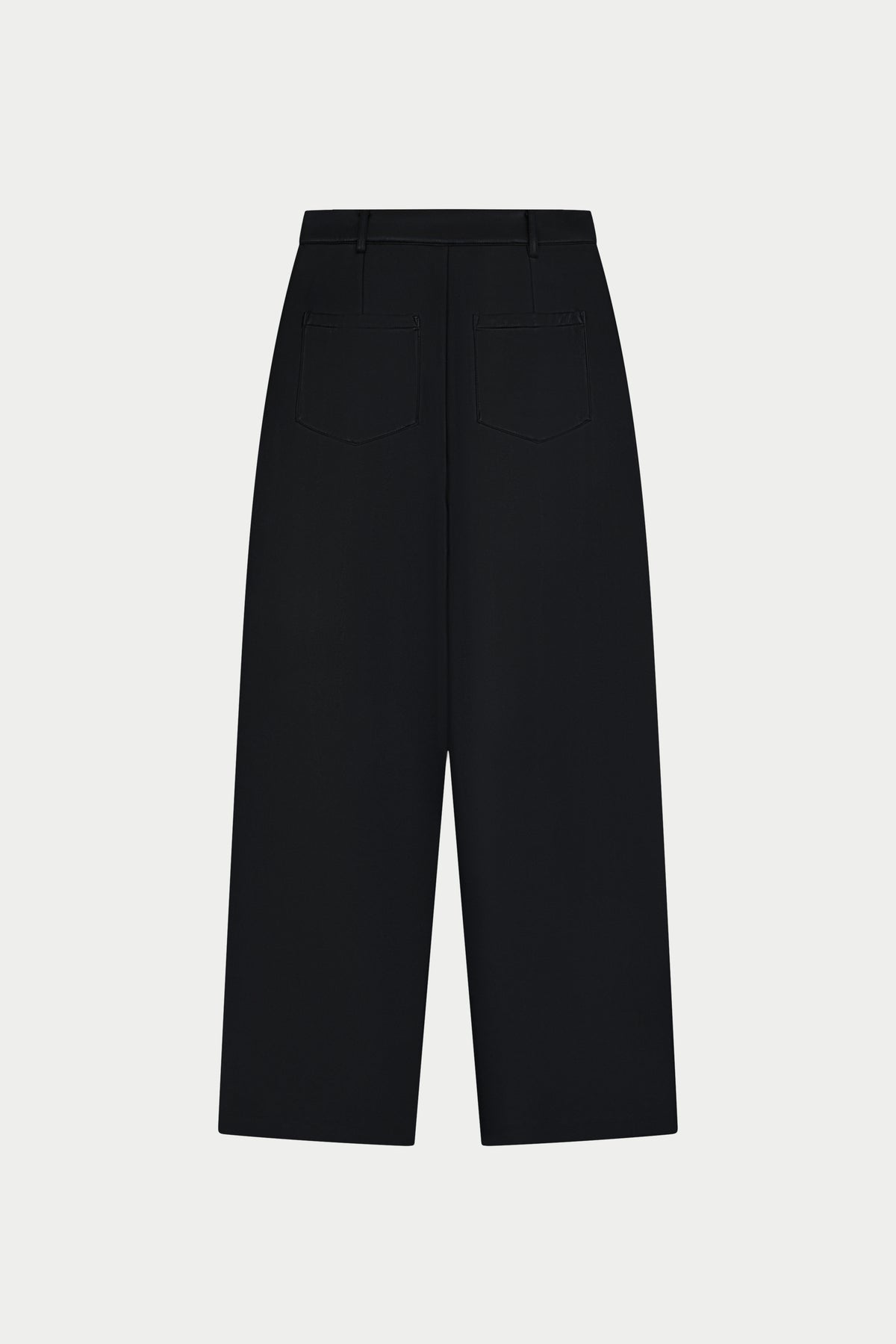 PLEATED FAUX LEATHER TROUSERS - BLACK