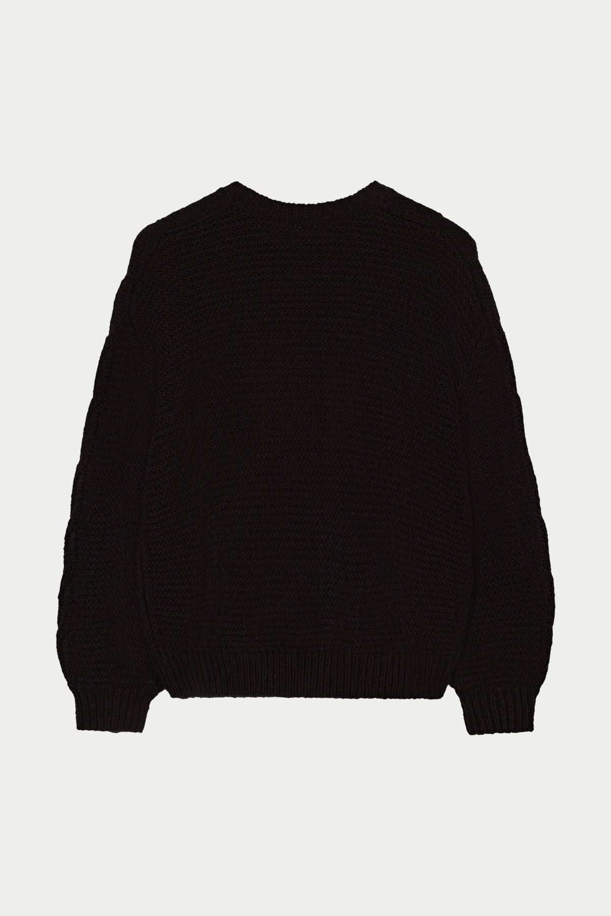 EMBLEM LOOSE KNIT OVERSIZED CREW - CHOCOLATE
