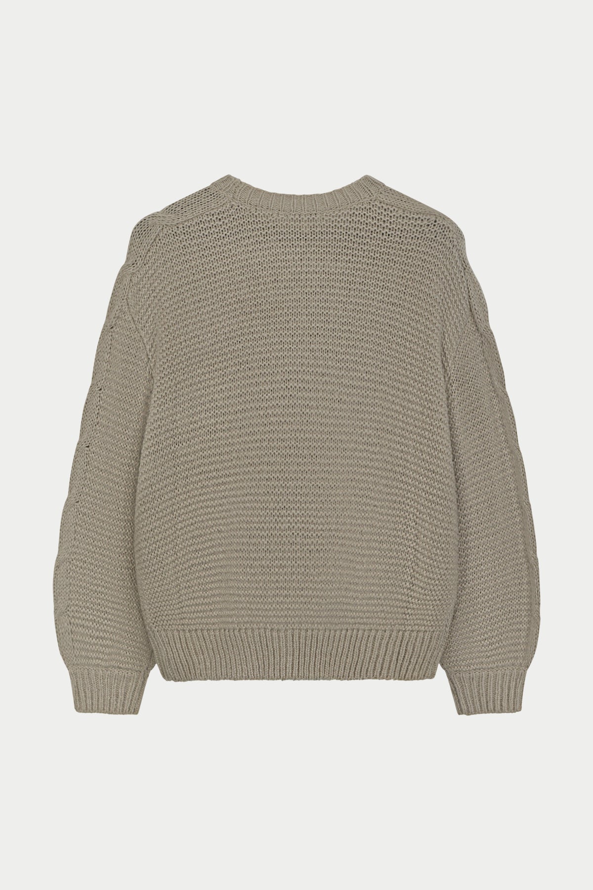 EMBLEM LOOSE KNIT OVERSIZED CREW - BEIGE