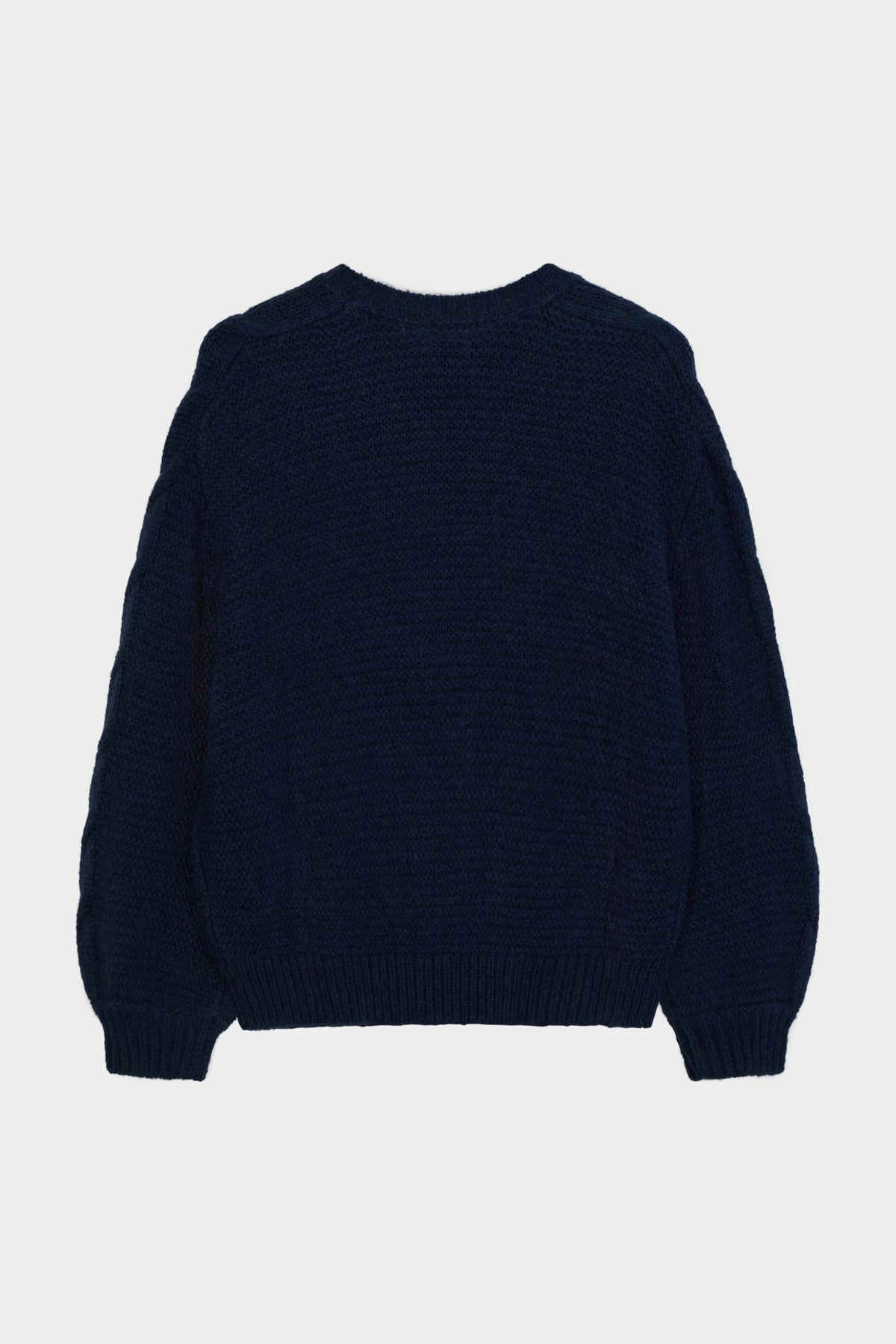 EMBLEM LOOSE KNIT OVERSIZED CREW - DARK NAVY
