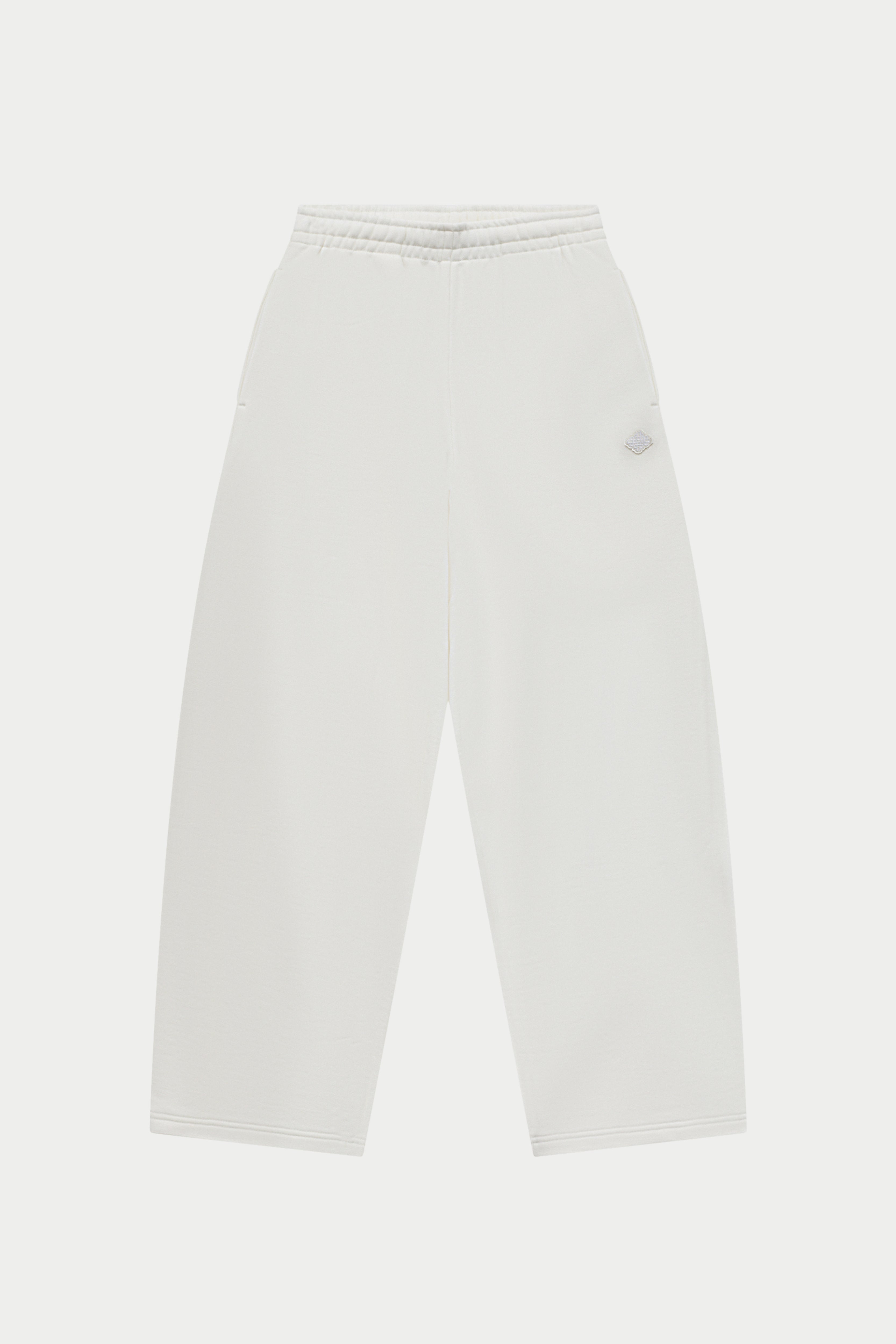 Off white joggers on a white background
