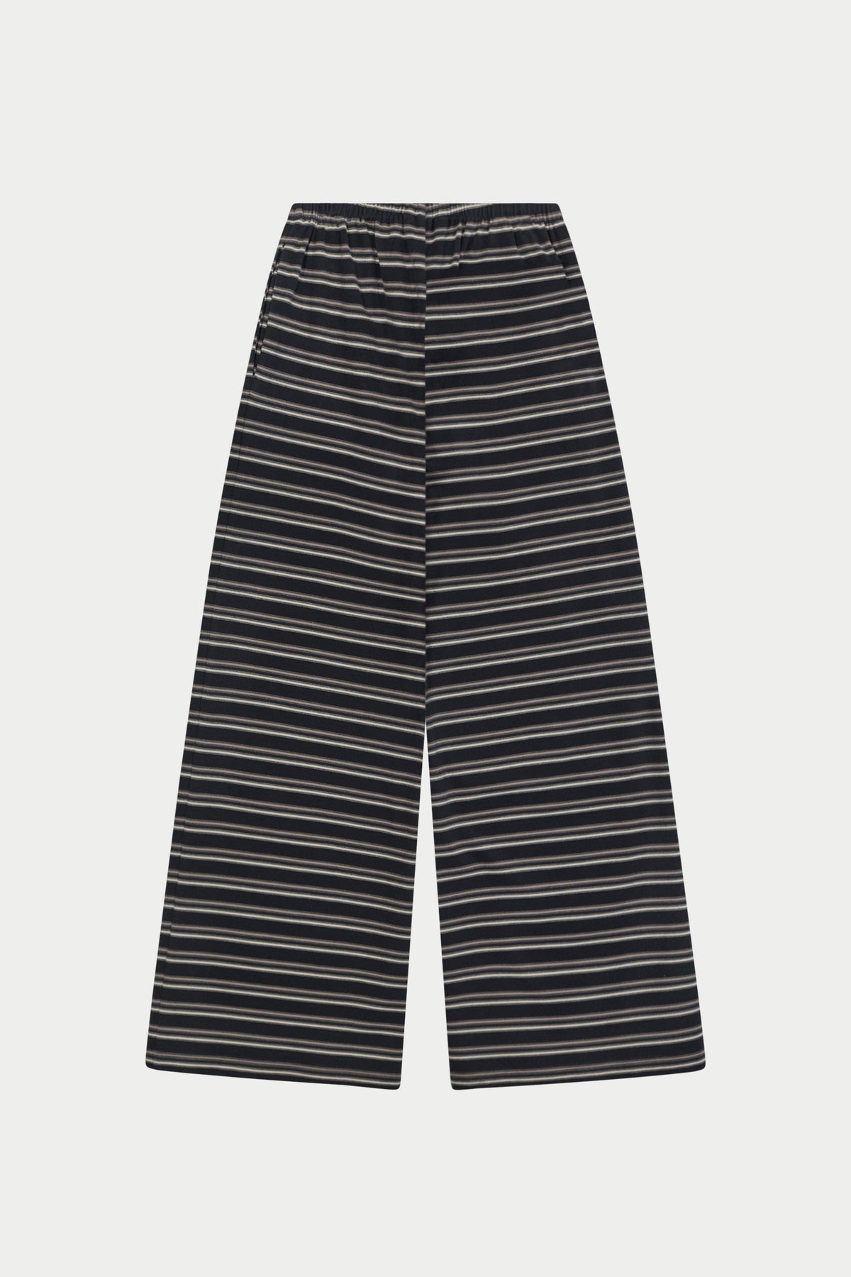 STRIPE FLEECE WIDE LEG TROUSERS - CHARCOAL