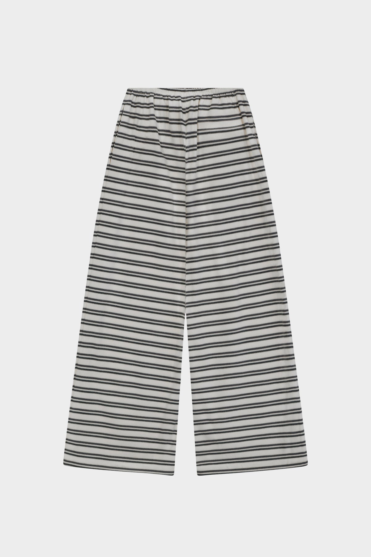 STRIPE FLEECE WIDE LEG TROUSERS - OFF WHITE