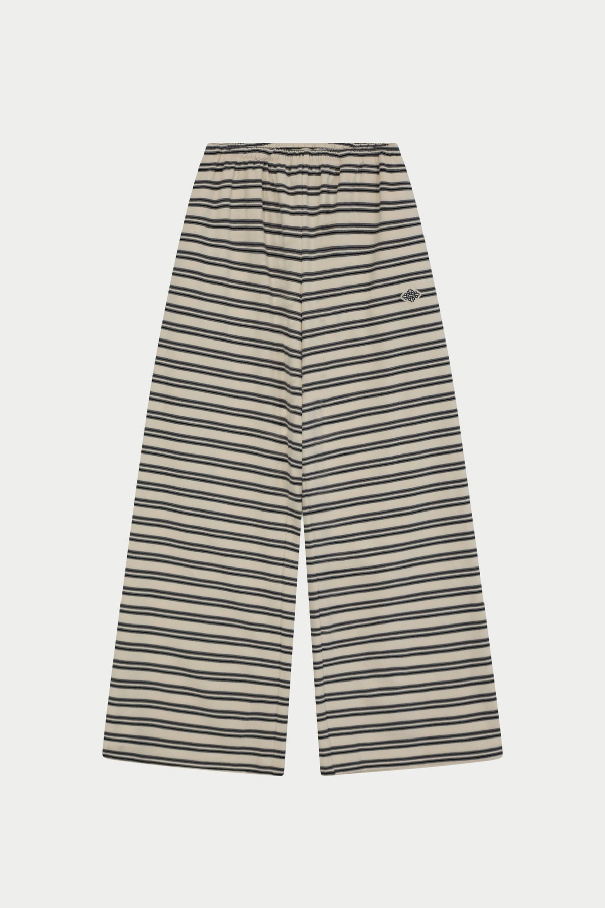 STRIPE FLEECE WIDE LEG TROUSERS - OFF WHITE
