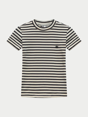 STRIPE BRUSHED COTTON BABY TEE - BEIGE