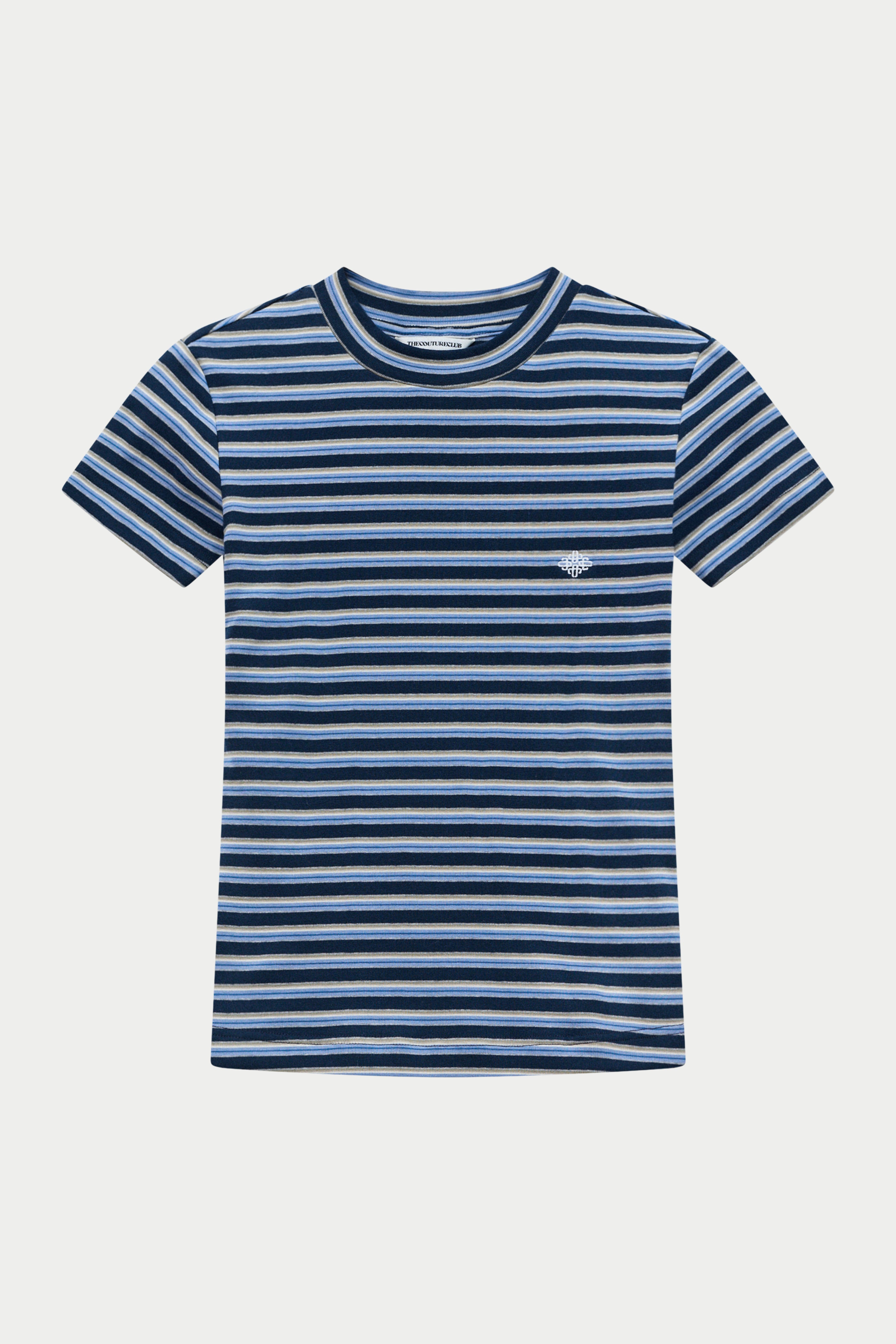 STRIPE BRUSHED COTTON BABY TEE - NAVY