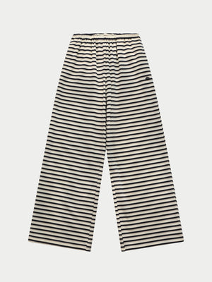 STRIPE BRUSHED COTTON TROUSERS - BEIGE