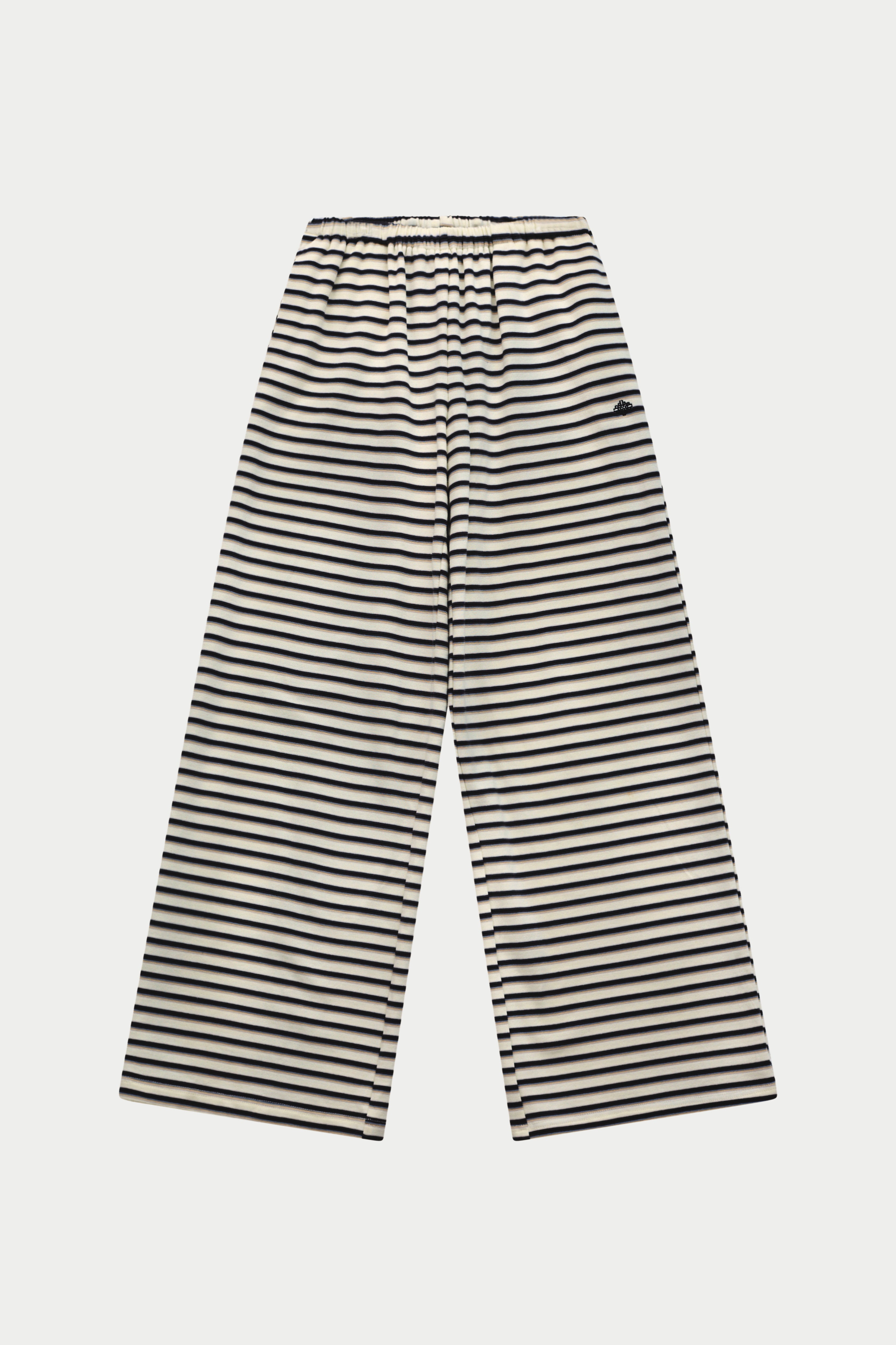STRIPE BRUSHED COTTON TROUSERS - BEIGE
