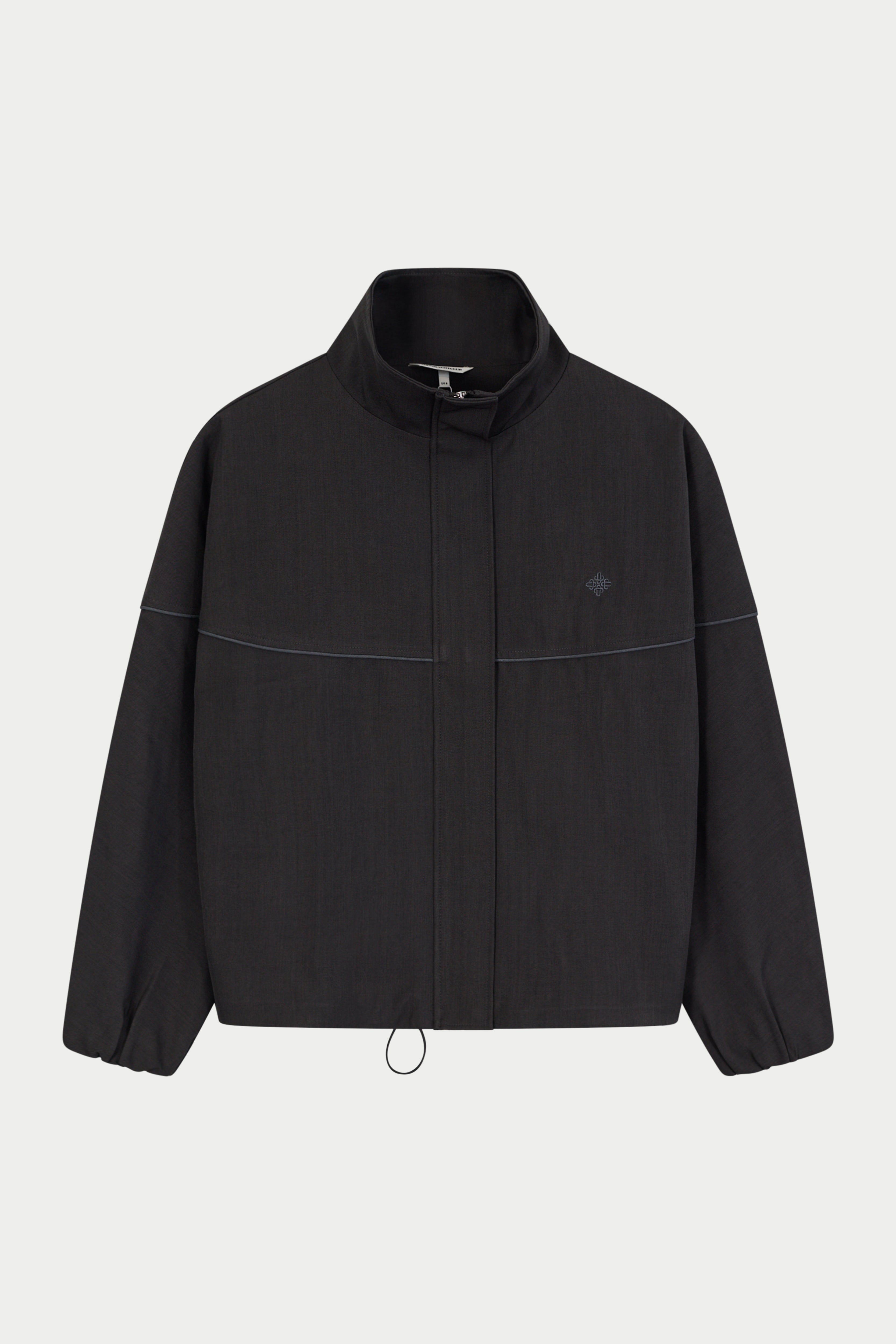 PIPED FUNNEL NECK TRACK JACKET - CHARCOAL