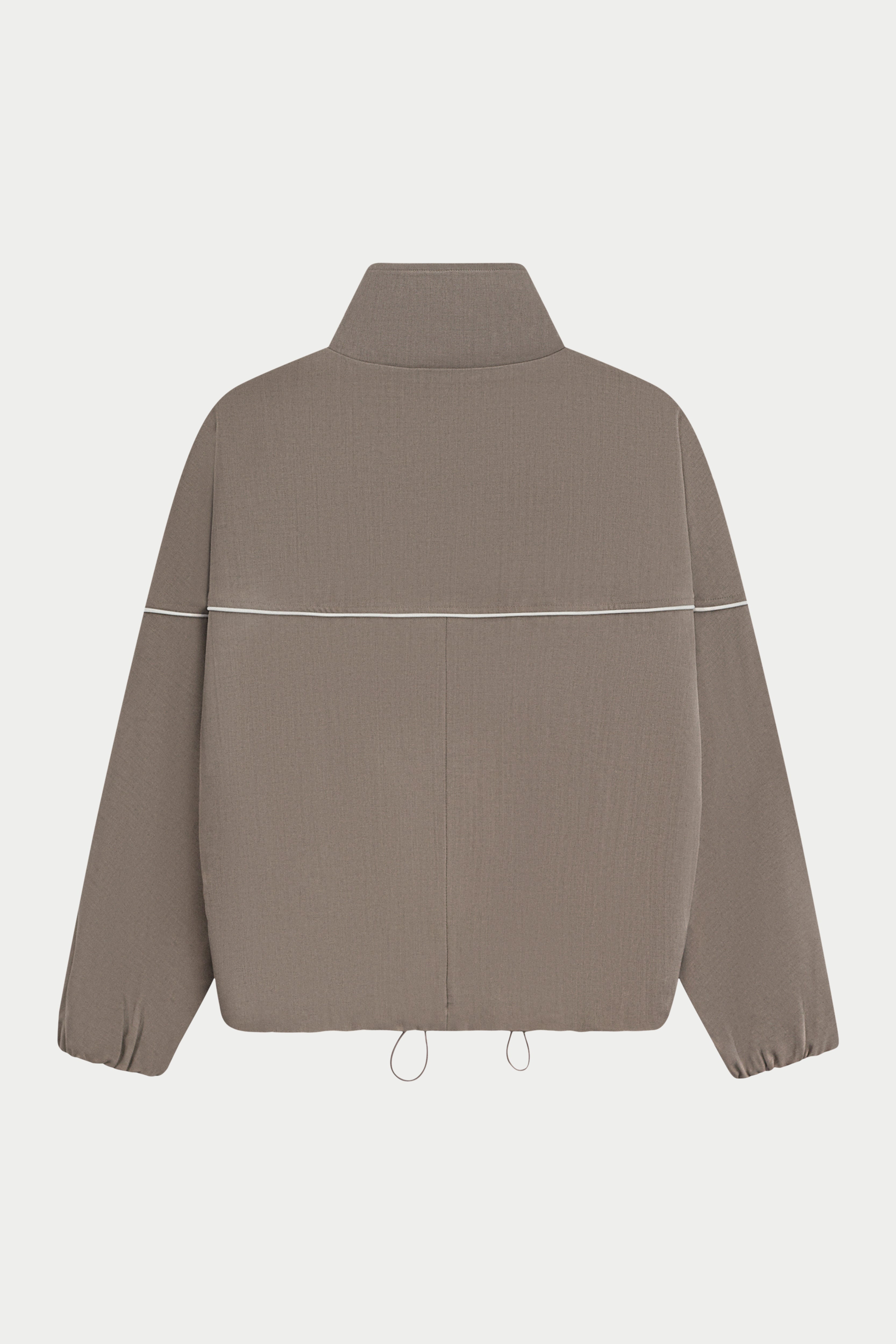 PIPED FUNNEL NECK TRACK JACKET - MUSHROOM
